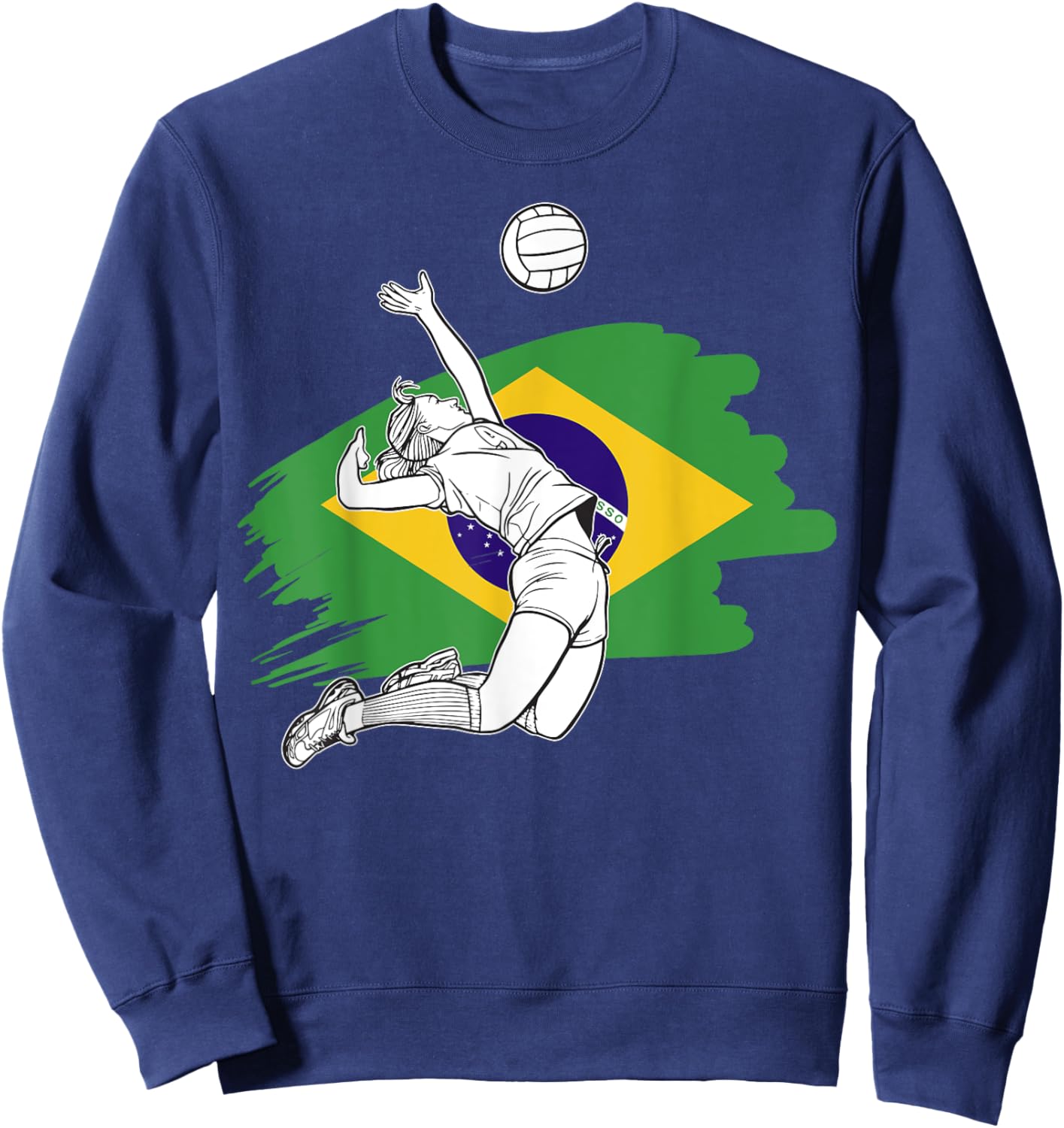 Volleyball player with the flag of Brazil Sweatshirt - Sweatshirt | Navy