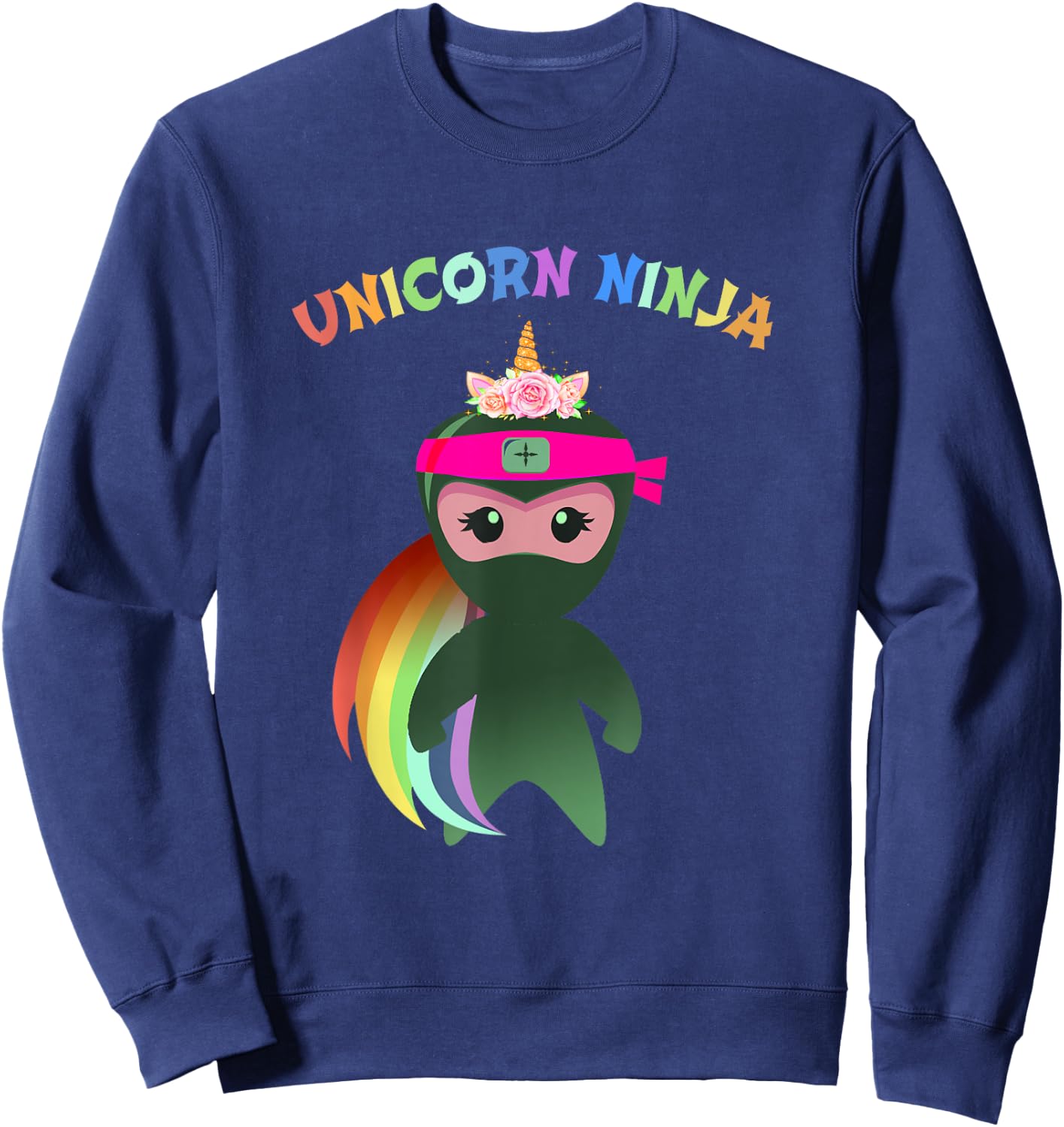 Purple UNICORN NINJA Disguise Birthday Girls Kids & Teachers Sweatshirt - Sweatshirt | Navy
