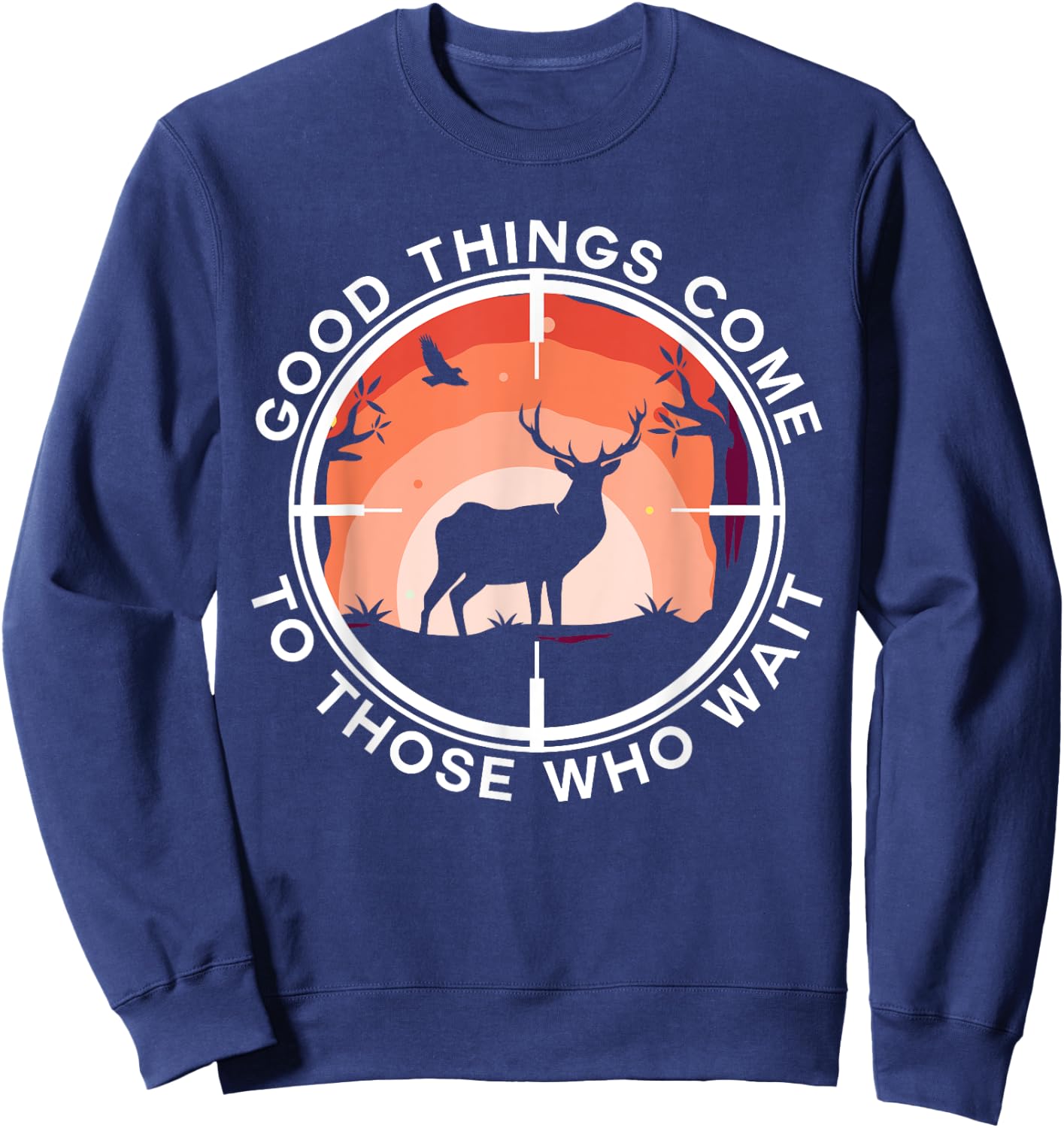 Large Buck Funny Deer Hunting Sweatshirt - Sweatshirt | Navy