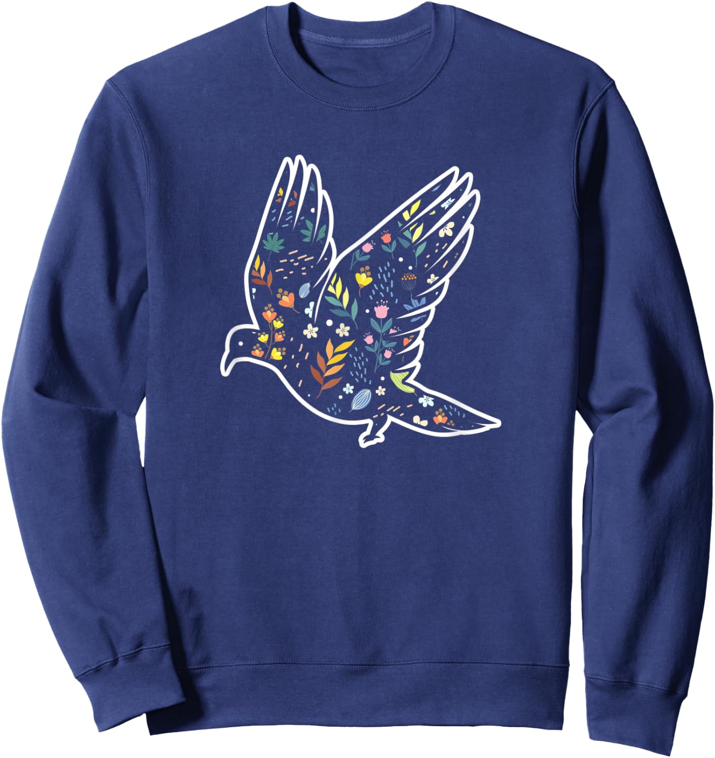 Floral Pattern Pigeon Sweatshirt - Sweatshirt | Navy