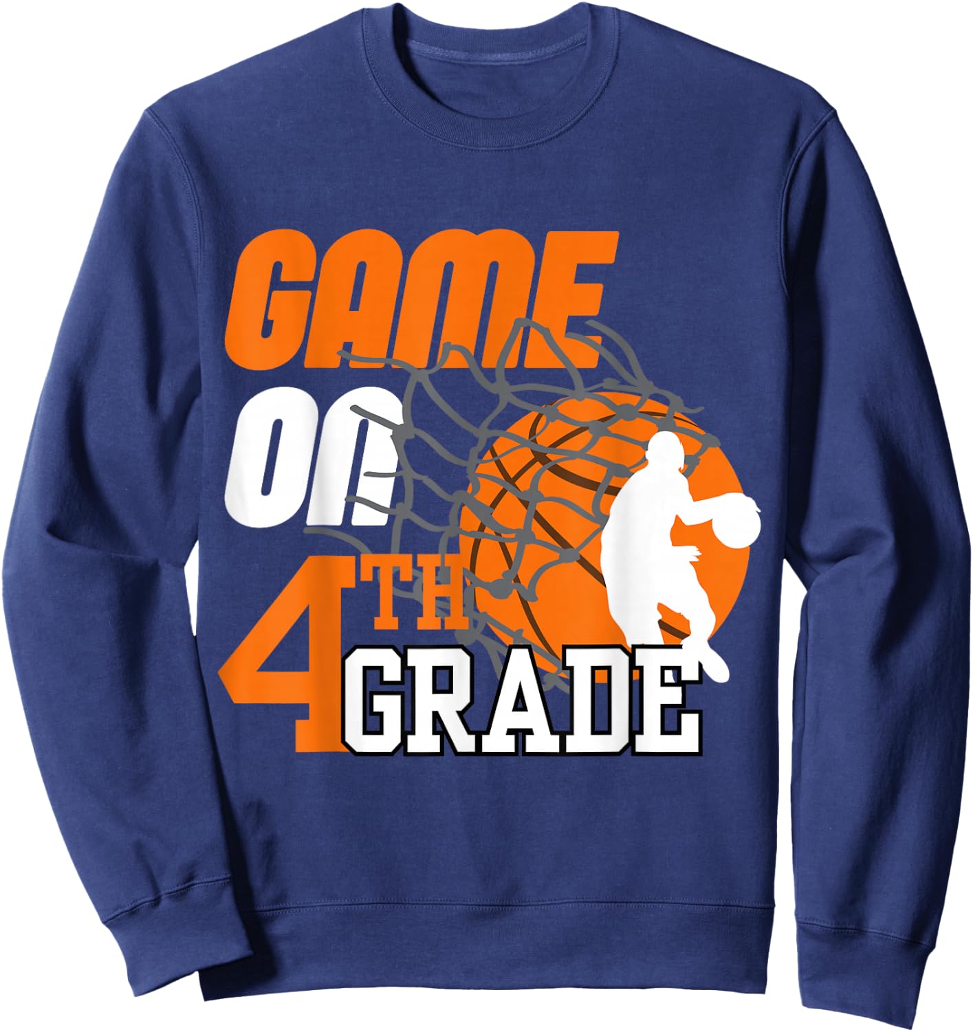 Boys Game On 4th Grade Basketball Back To School Teacher Kid Sweatshirt - Sweatshirt | Navy