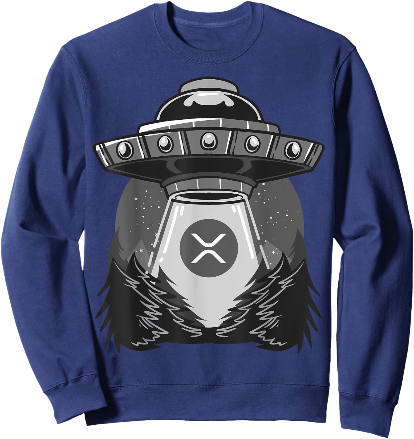 Spaceship UFO XRP Cryptocurrency Sweatshirt - Sweatshirt | Navy