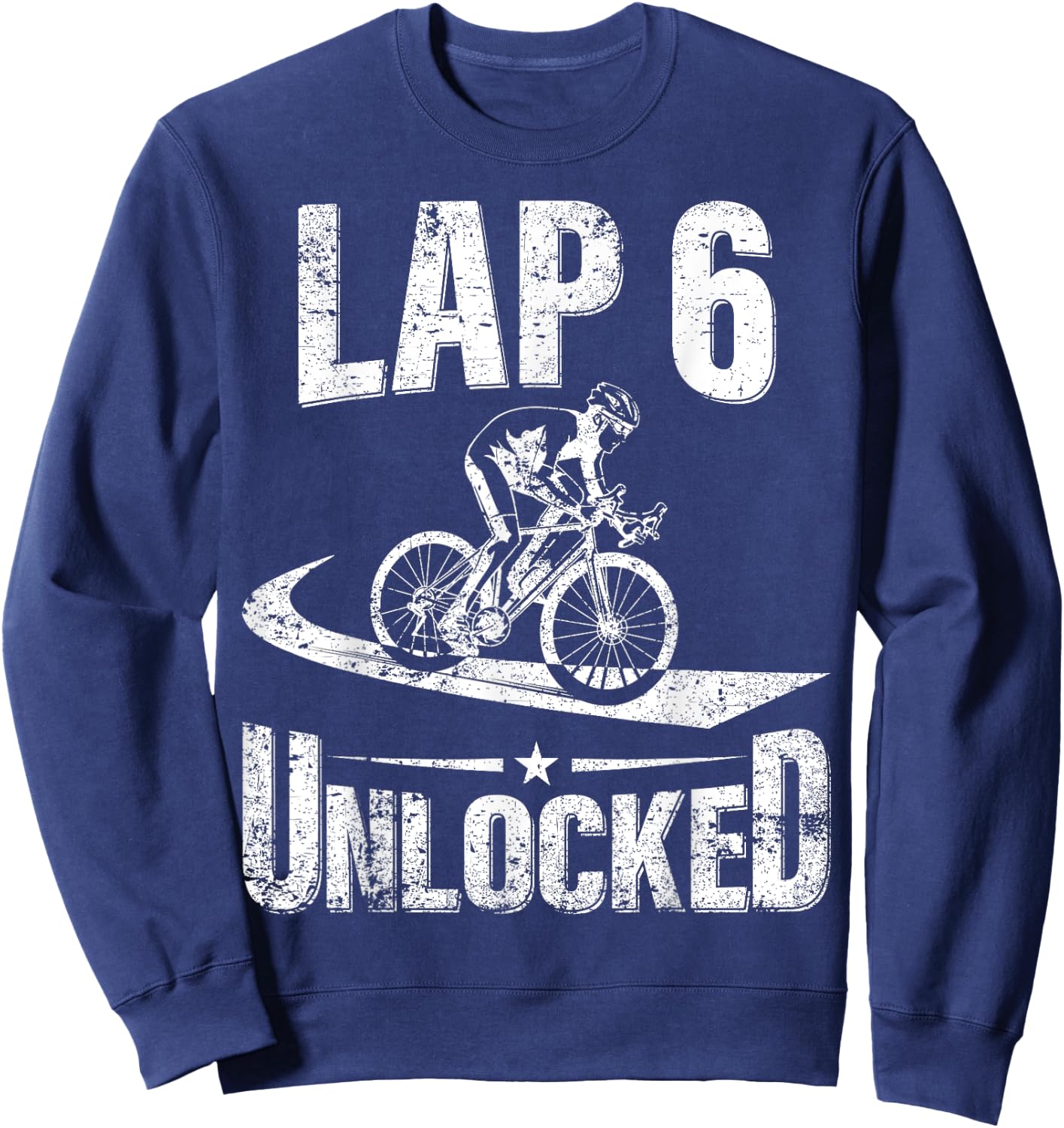 6th Birthday Party Lap 6 Unlocked 6 Year Old Cyclist Bike Sweatshirt - Sweatshirt | Navy