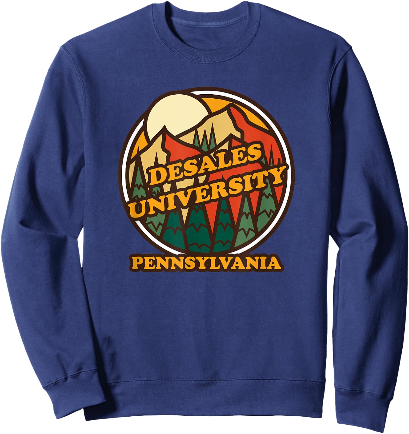 Vintage DeSales University, Pennsylvania Mountain Print Sweatshirt - Sweatshirt | Navy