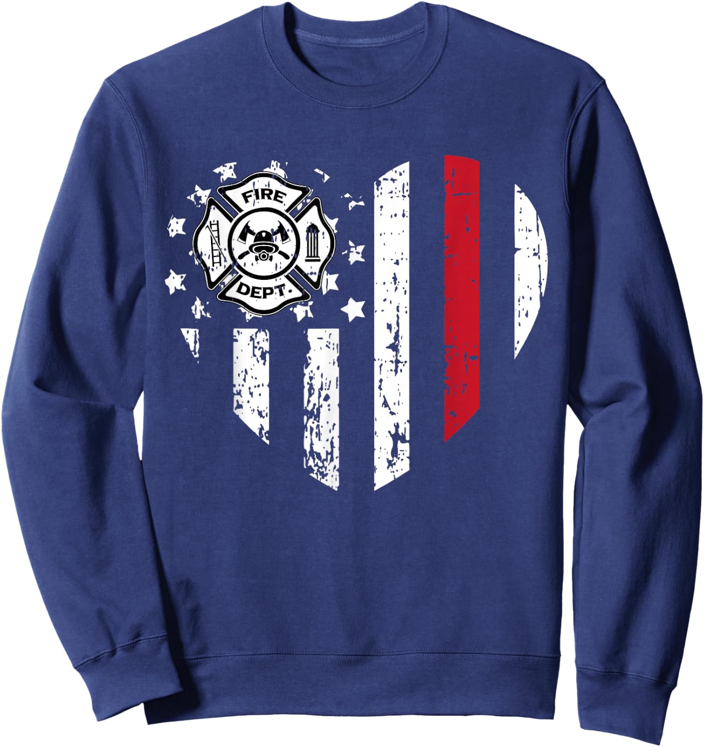 Firefighter American Flag Valentines Day Red Line Love Gift Kids Men Sweatshirt - Sweatshirt | Navy