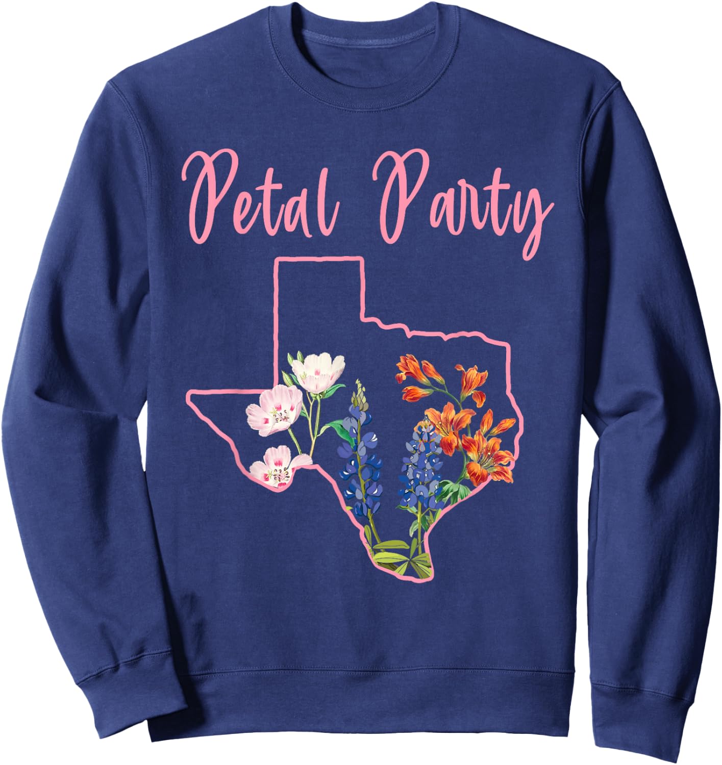 Wildflower Fields Wildflowers Bluebonnet Texas Spring Sweatshirt - Sweatshirt | Navy