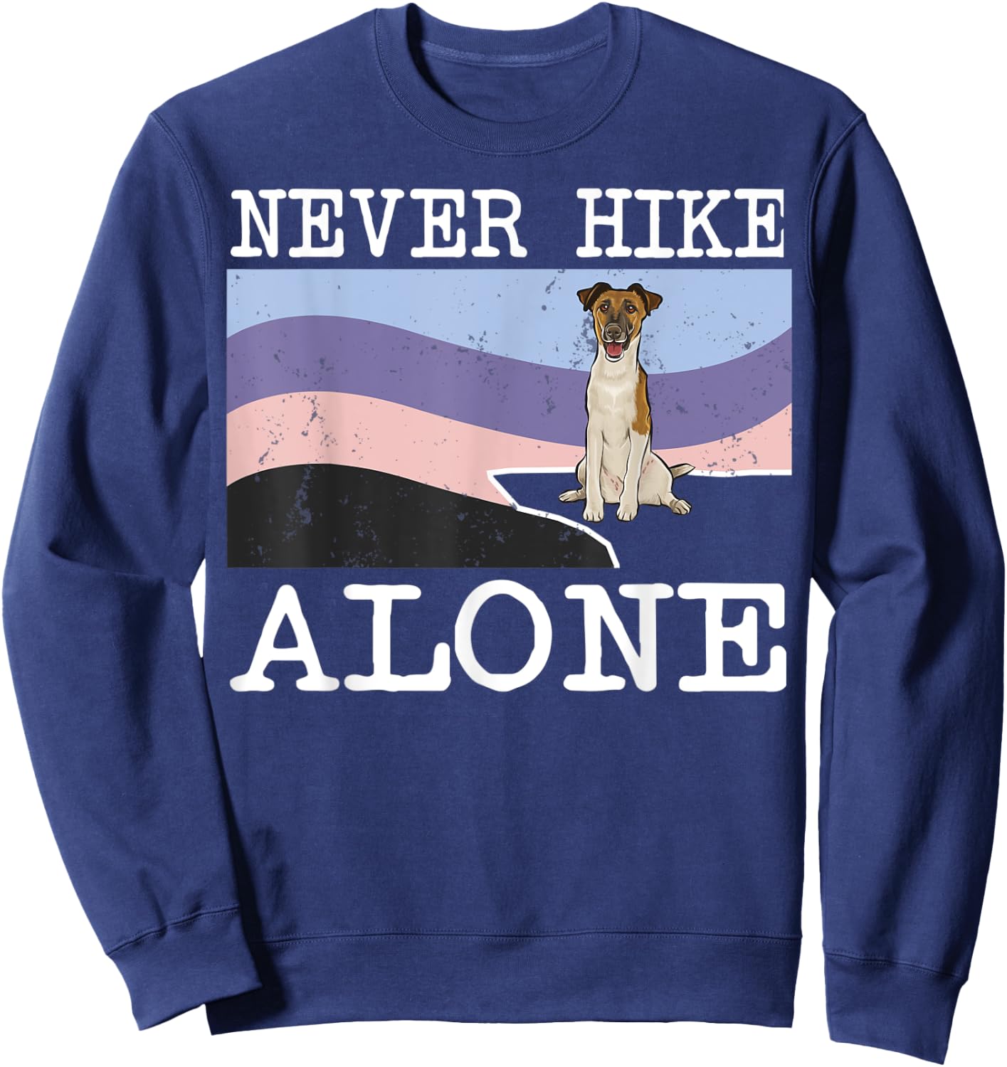 Never Hike Alone Smooth Fox Terrier Dog Hiking Men Women Kids Sweatshirt - Sweatshirt | Navy