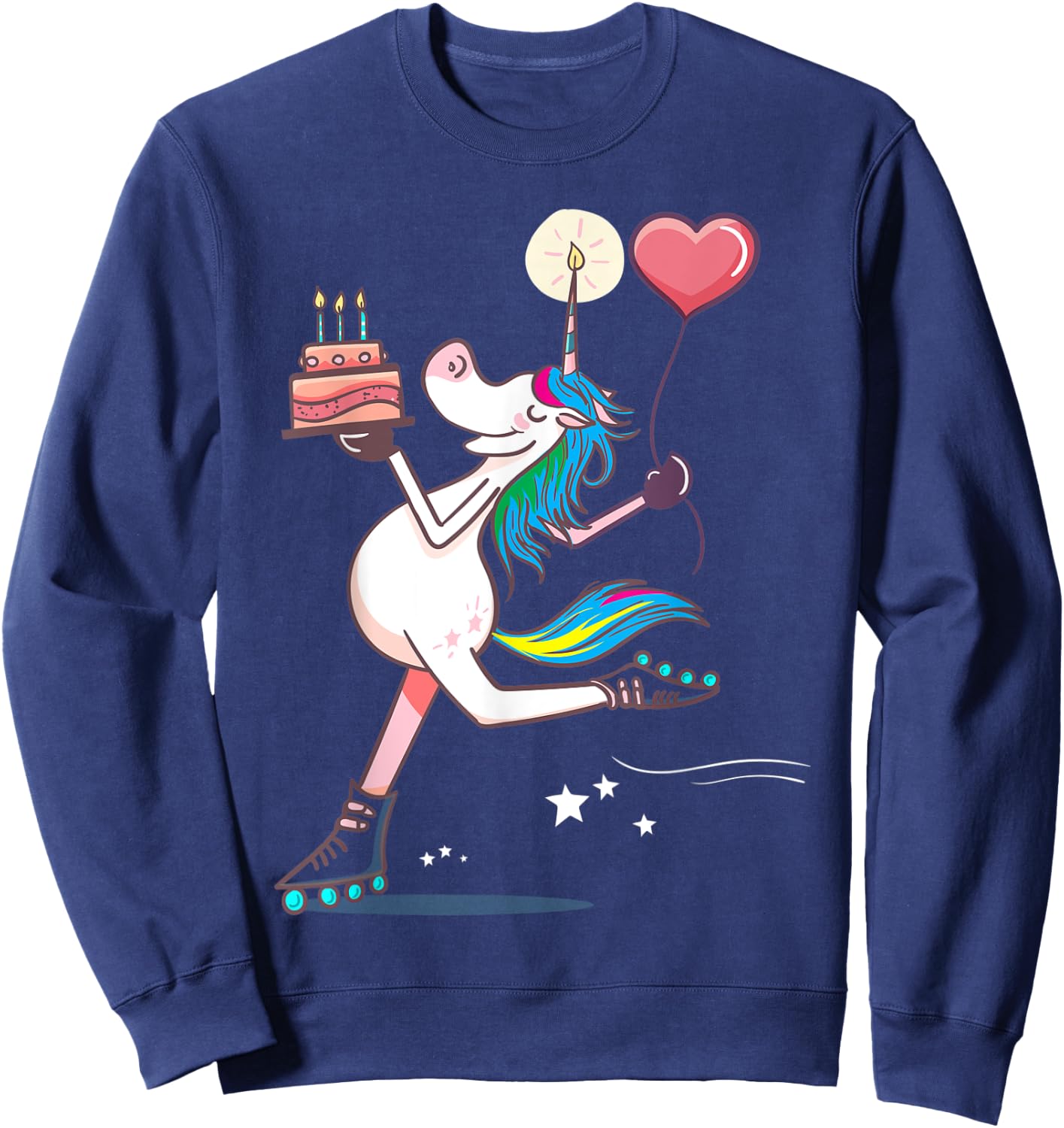Funny Unicorn Skating Birthday Rainbow Magical Girl Gifts Sweatshirt - Sweatshirt | Navy