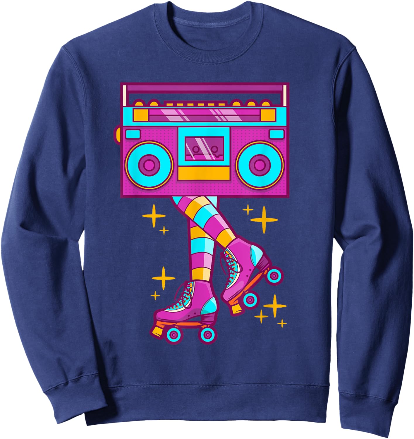 Retro Rollerskates Funny 80's Roller Disco Skating Girl Gift Sweatshirt - Sweatshirt | Navy