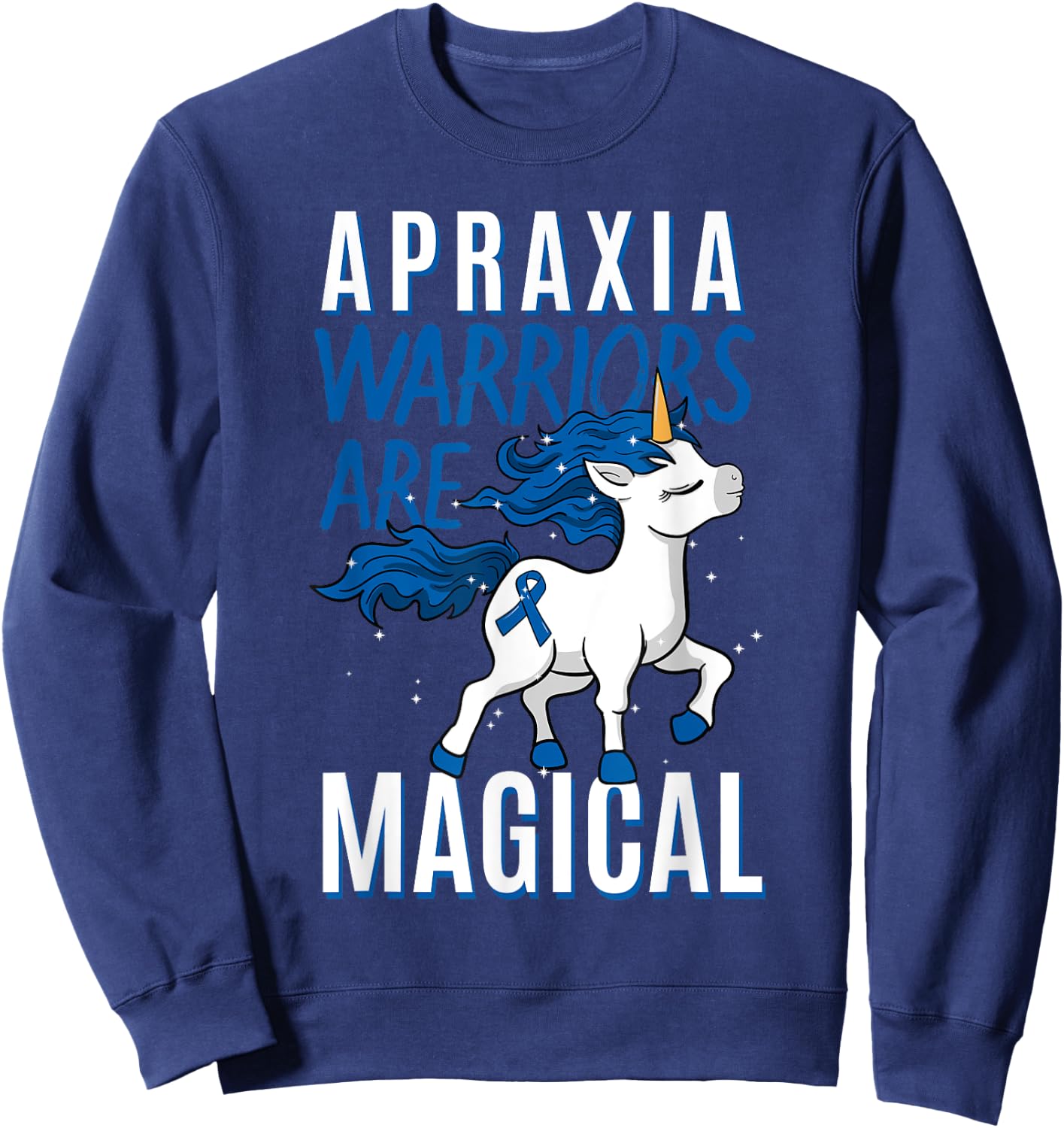 Apraxia Awareness Supporter Limb-Kinetic Fighter Unicorn Sweatshirt - Sweatshirt | Navy