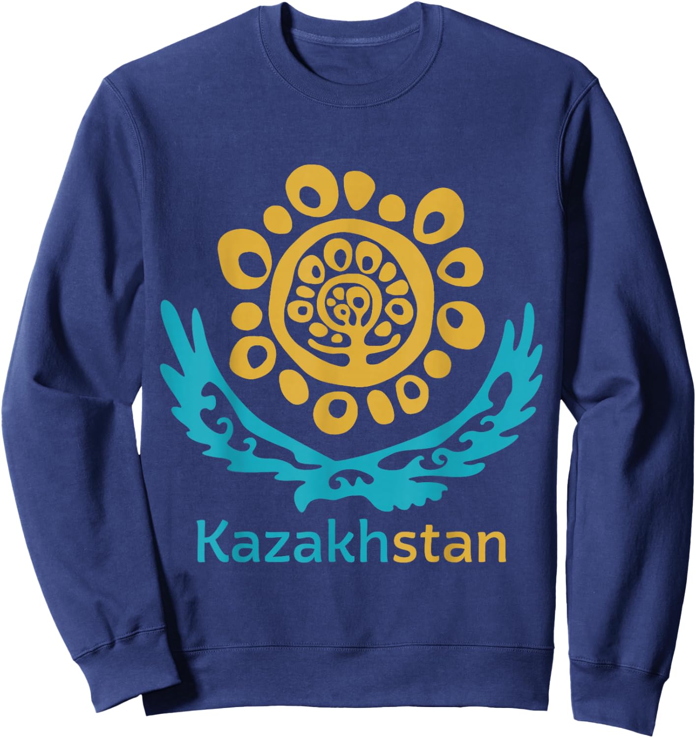Republic of Kazakhstan Qazaqstan Kazakh Kazakh Flag Sweatshirt - Sweatshirt | Navy
