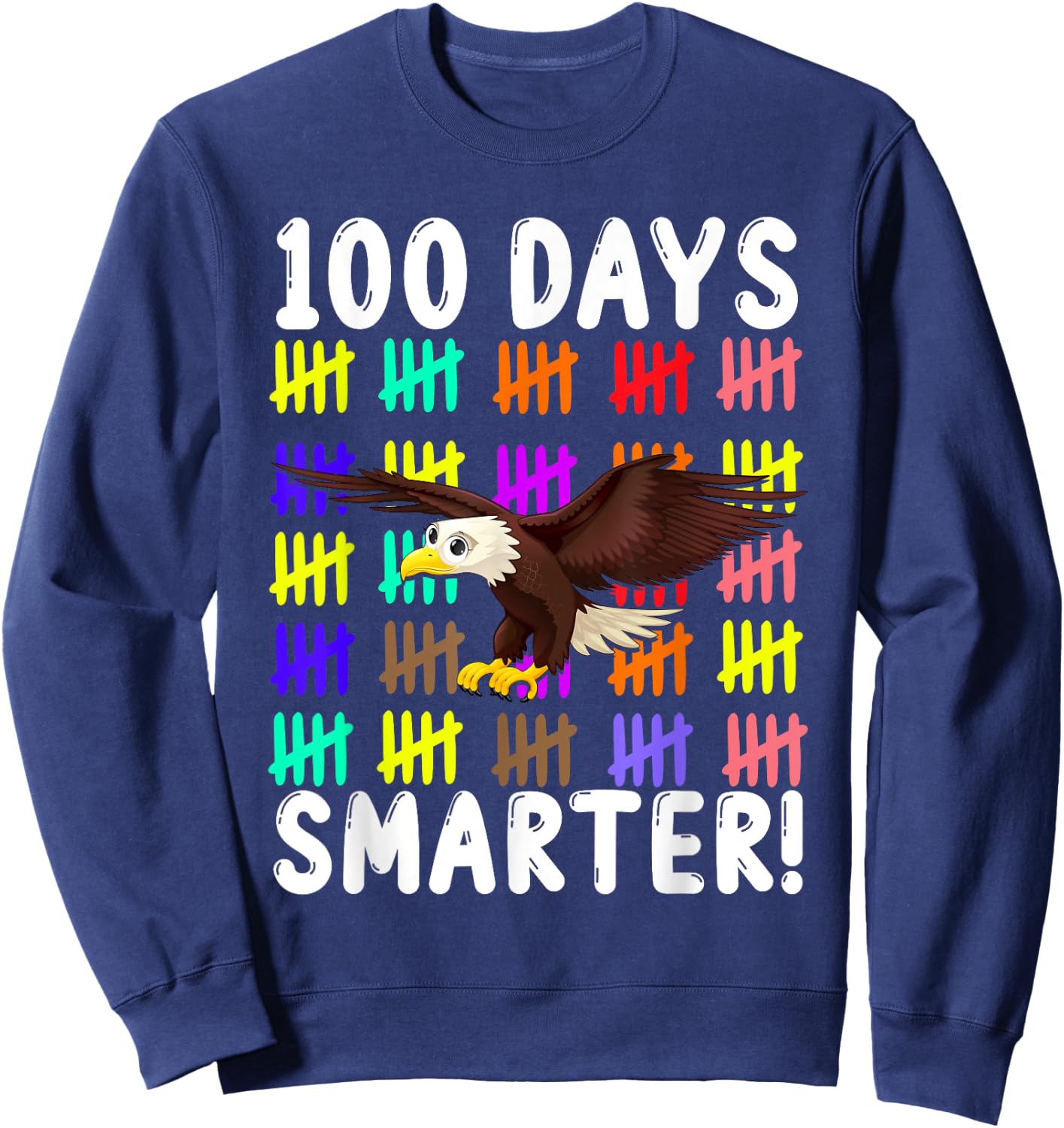 Animal Bird Cute Eagle Student Kids Gift 100 Days Of School Sweatshirt - Sweatshirt | Navy