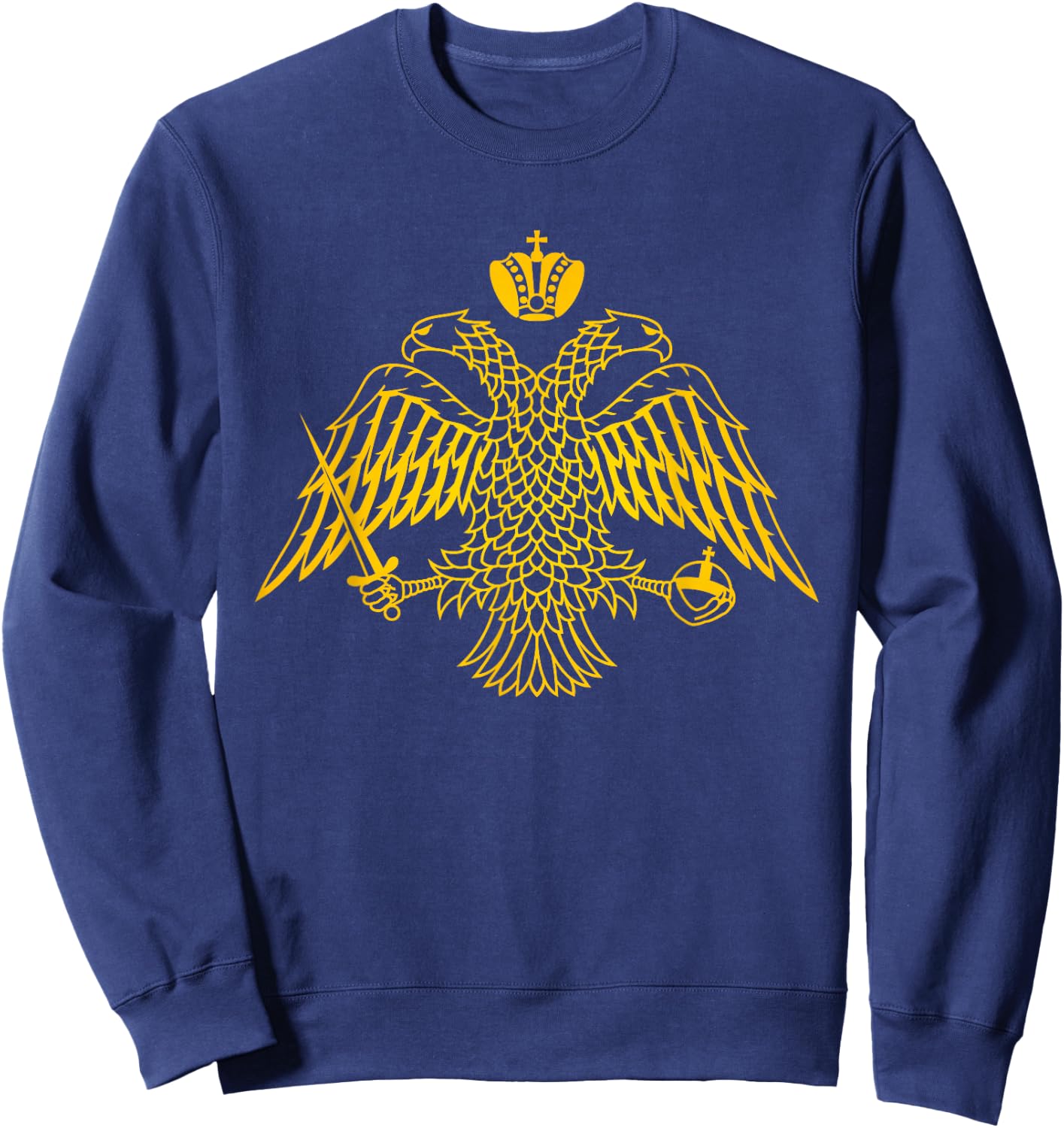 Double Headed Eagle Byzantine & Christian Orthodox Emblem Sweatshirt - Sweatshirt | Navy