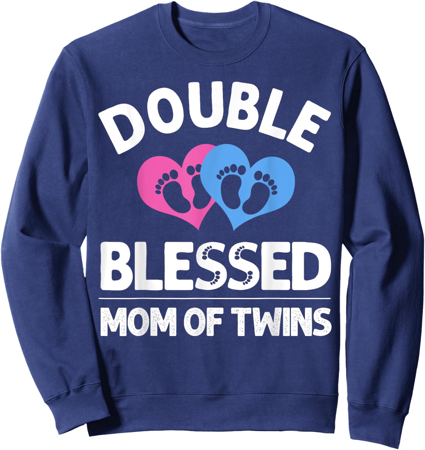 Cute Double Blessed Expectant Humor Lover Designs Funny New Mom Of Twins Gift Mother Announcement ,black,Small Sweatshirt - Sweatshirt | Navy