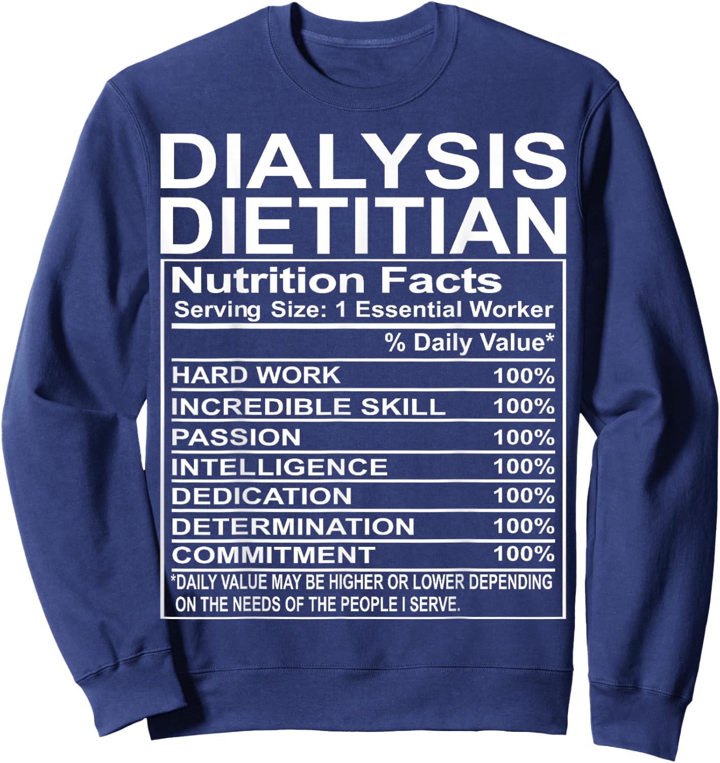 Super Cute Monograms, Initials and Letter Gifts Dialysis Dietitian Appreciation Funny Dietetics Sweatshirt - Sweatshirt | Navy