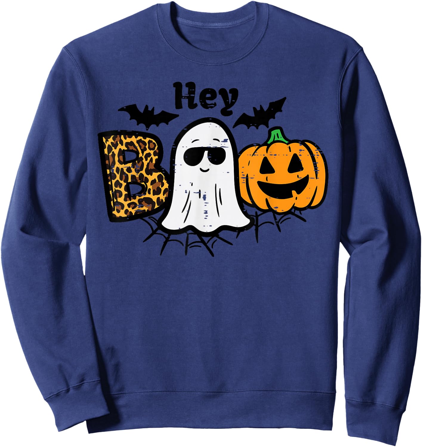 Halloween Hey Boo Ghost Pumpkin Costume Women Girls Kids Sweatshirt - Sweatshirt | Navy