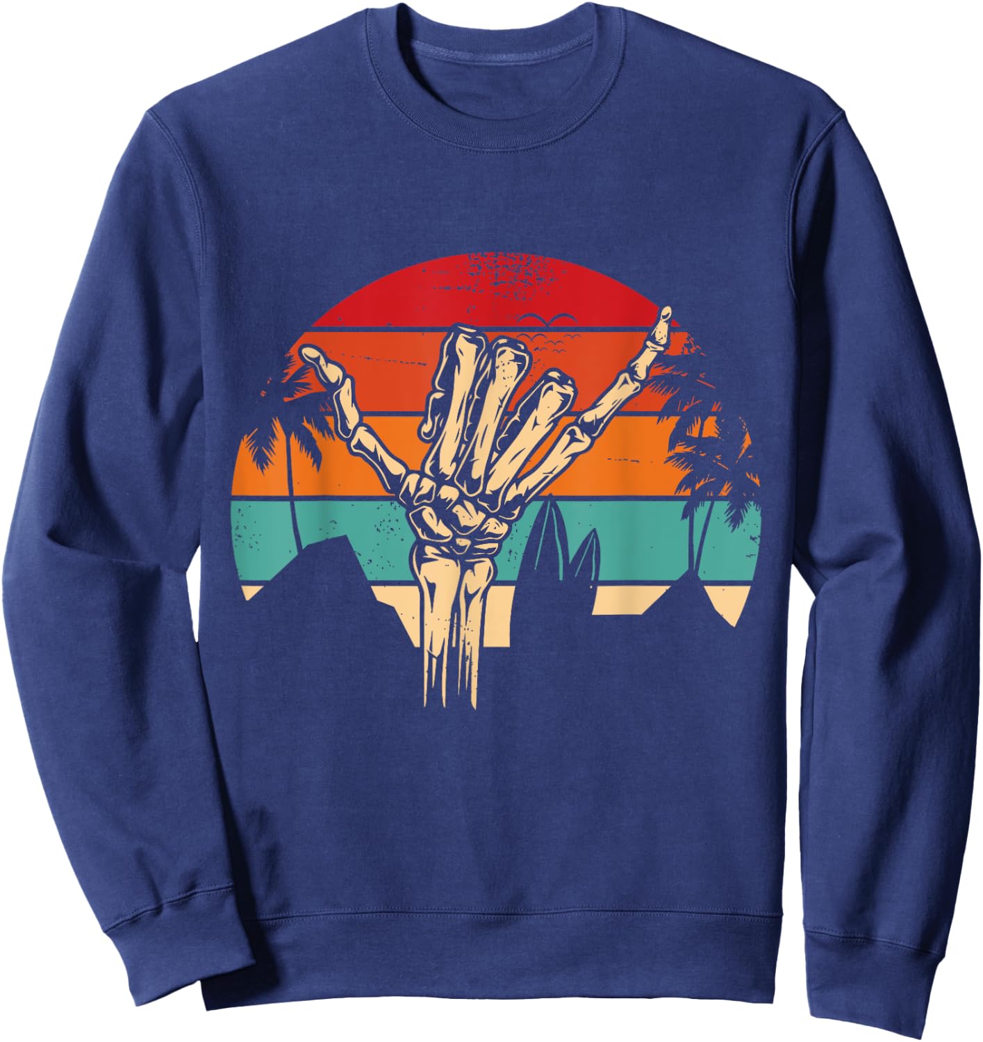 Shaka Sign Vintage Skeleton Hand - Surfing & Surf Sweatshirt - Sweatshirt | Navy