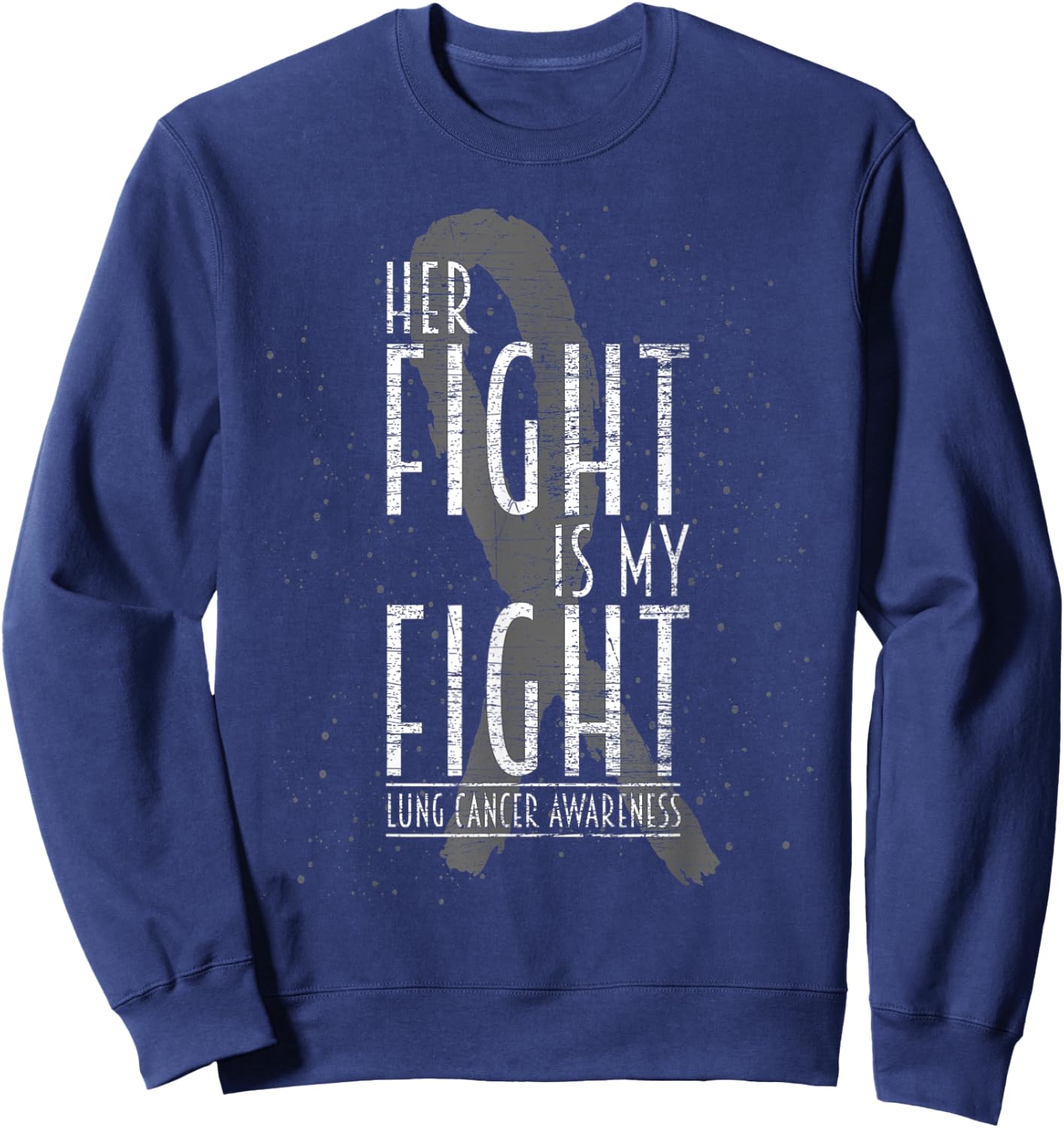White Ribbon Women Support Lung Cancer Awareness Sweatshirt - Sweatshirt | Navy