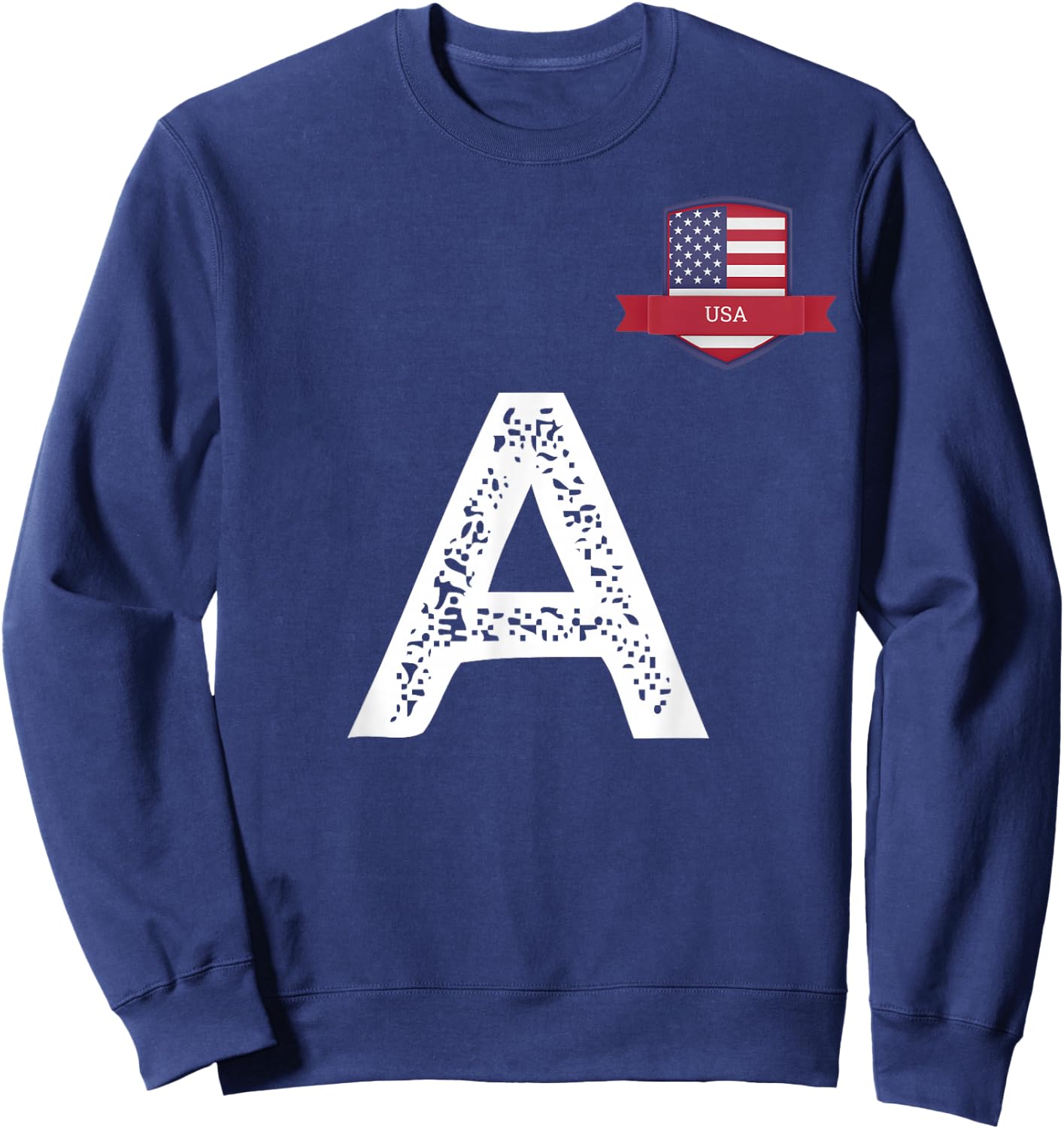 USA Human-Flag Letter A American USA Sweatshirt - Sweatshirt | Navy