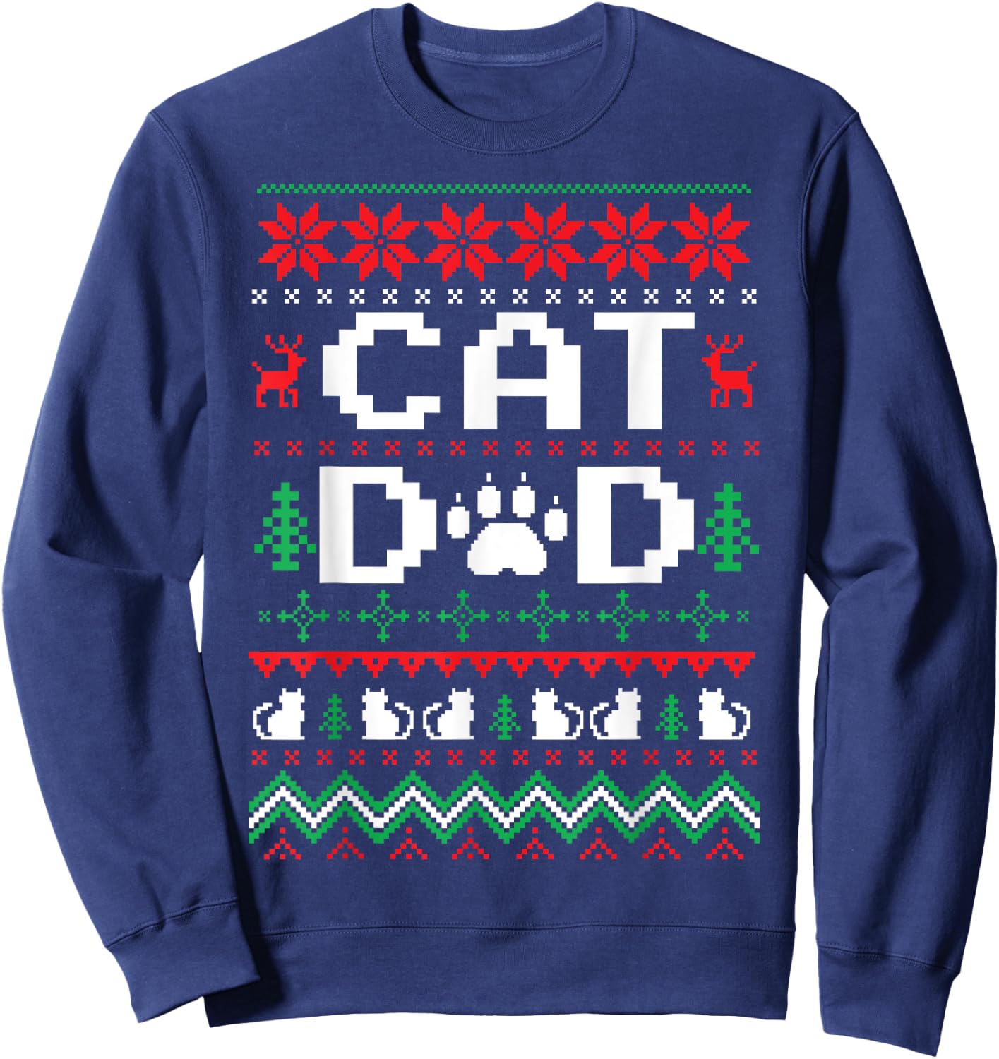 Funny Christmas Cat Dad Shirt Cats Kitten Men Women Kids Sweatshirt - Sweatshirt | Navy