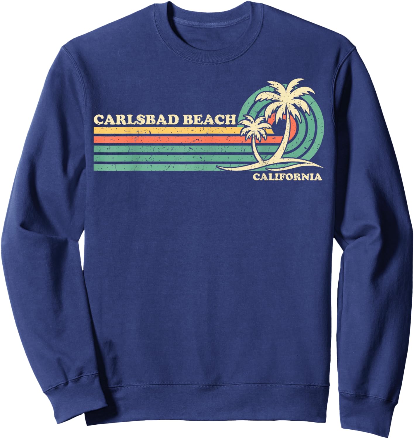 Vintage Retro Summer Vacation California Carlsbad Beach Sweatshirt - Sweatshirt | Navy