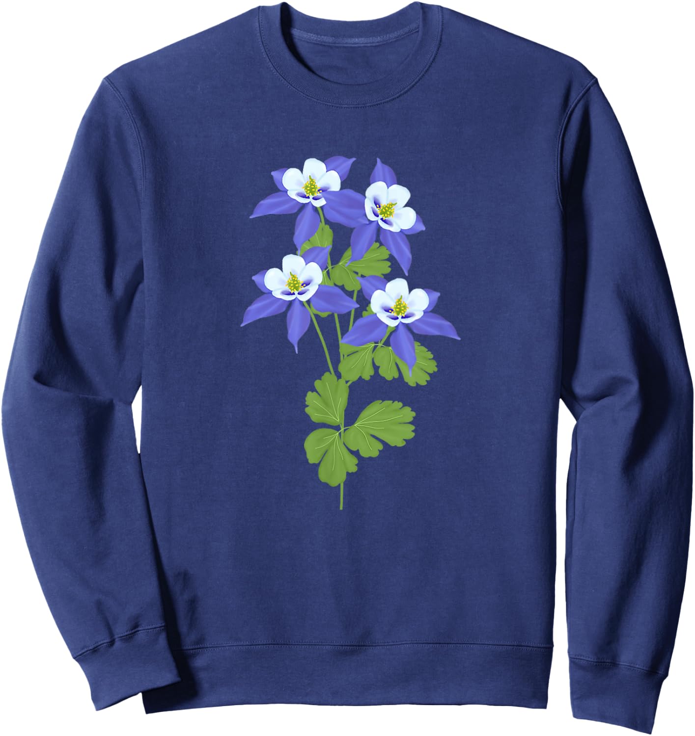 Colorado Columbine Flower Wildflower Nature Hiking Travel Sweatshirt - Sweatshirt | Navy