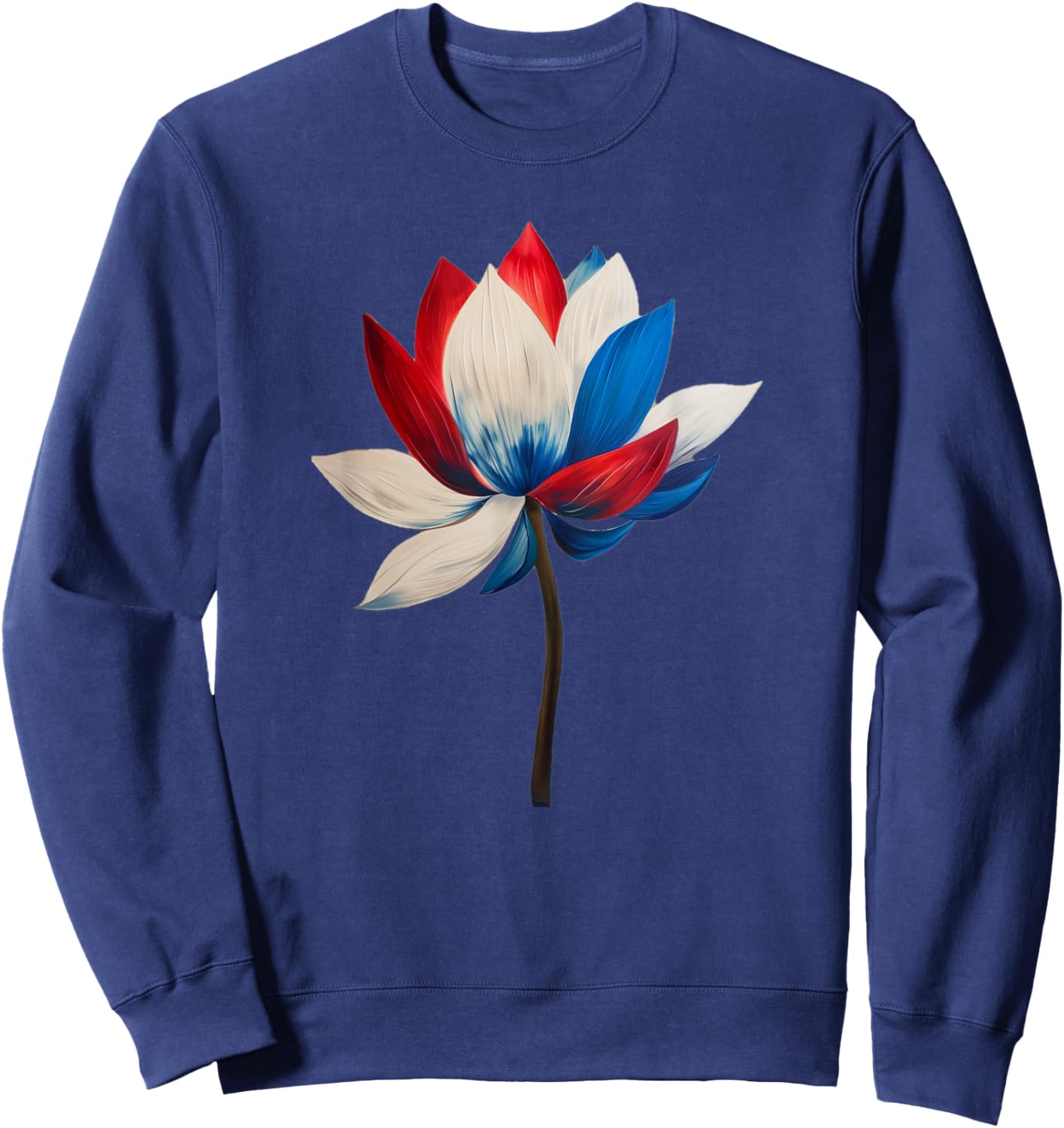 Red White Blue Lotus Symbol I'm With Her Kamala Watercolor Sweatshirt - Sweatshirt | Navy