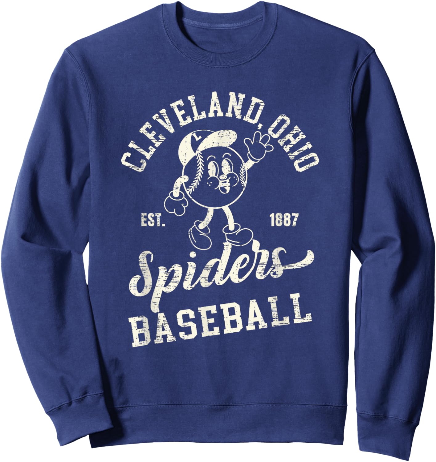 Vintage Cleveland Ohio Spiders Baseball Sweatshirt - Sweatshirt | Navy