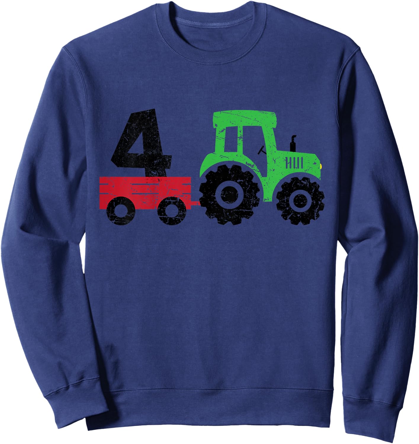 Tractors 4 Years Old 4th Birthday Boy Farm Boy Tractor Sweatshirt - Sweatshirt | Navy