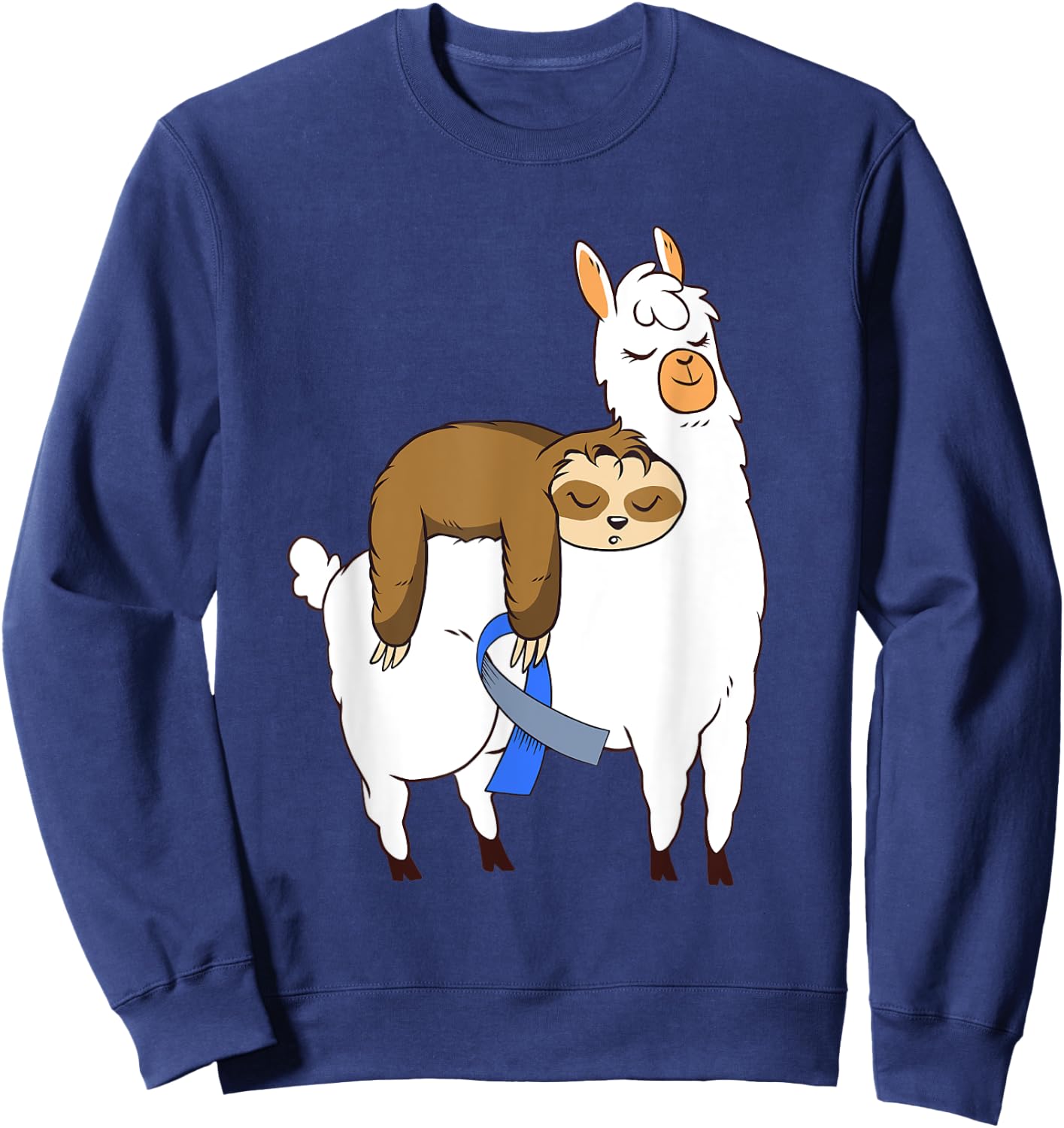 Cute Sloth Llama Type 1 T1D Diabetes Awareness Funny Gift Sweatshirt - Sweatshirt | Navy