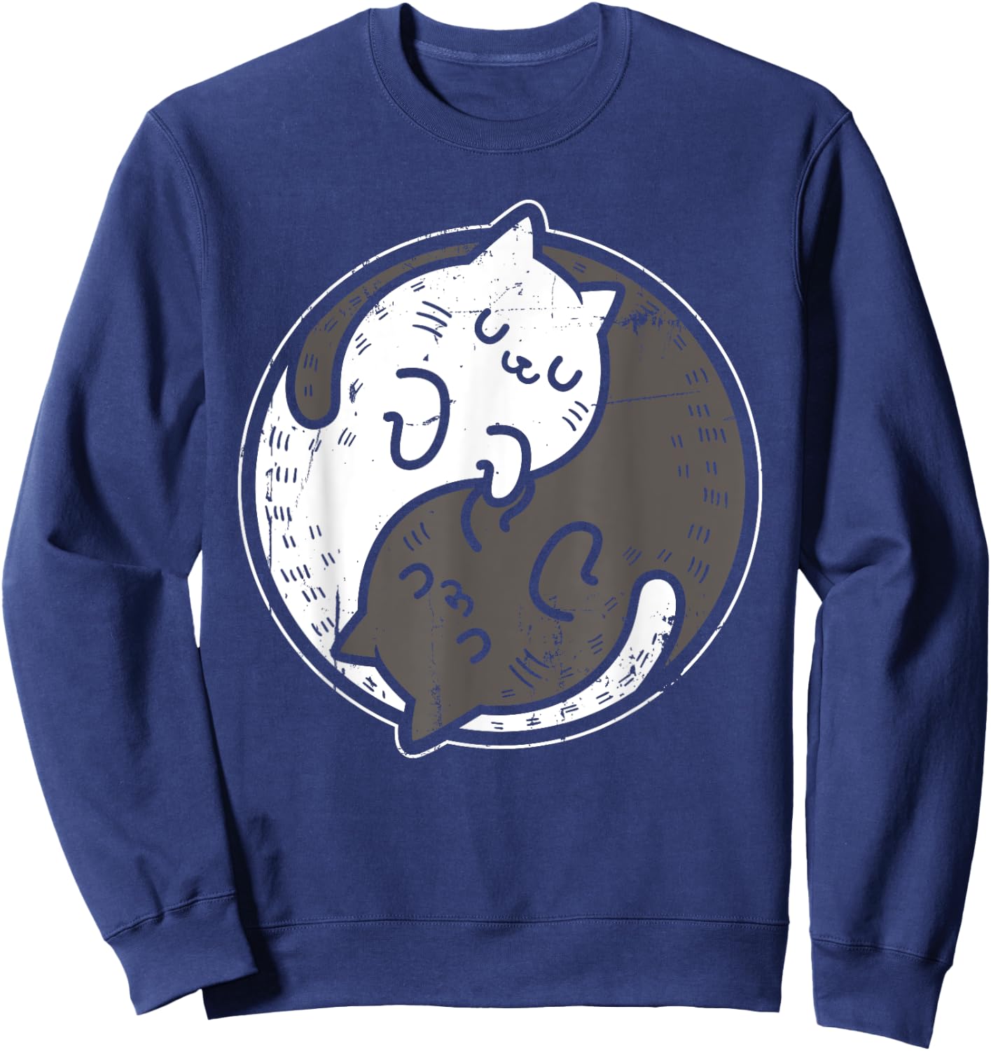 Yoga Cat Yin Yang Position Yoga Workout Gift Women Sweatshirt - Sweatshirt | Navy