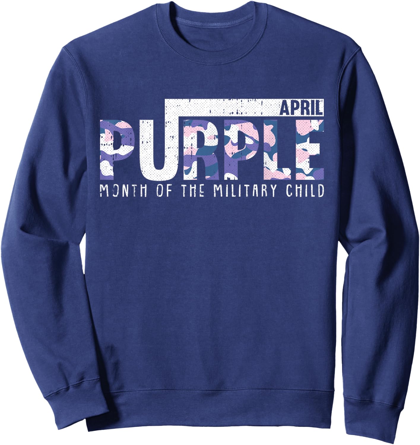 Purple Camo Month Of The Military Child Army Soldier Kids Sweatshirt - Sweatshirt | Navy