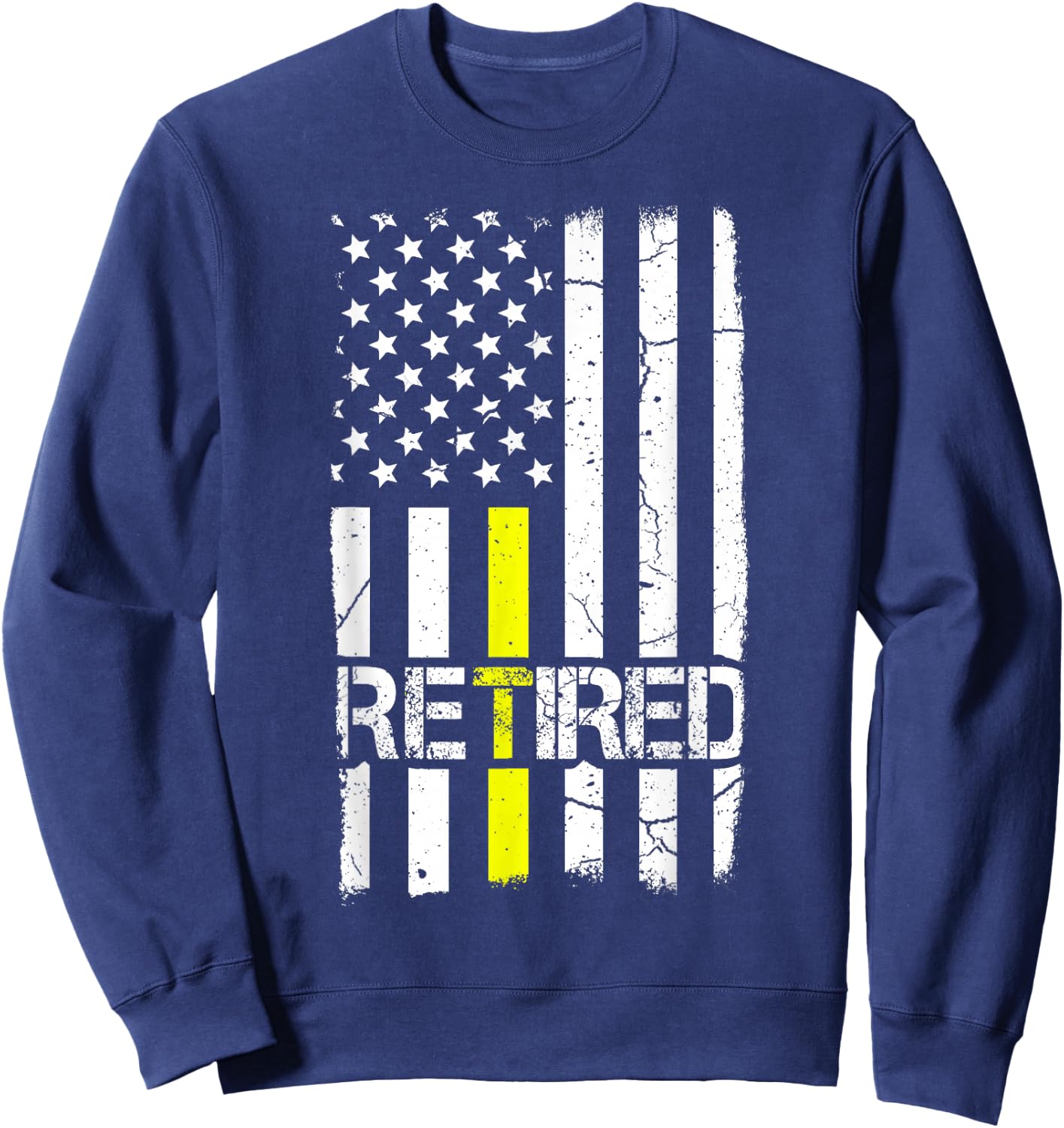 Retired Dispatcher Patriotic Us Flag Thin Line Gold Shirt Sweatshirt - Sweatshirt | Navy
