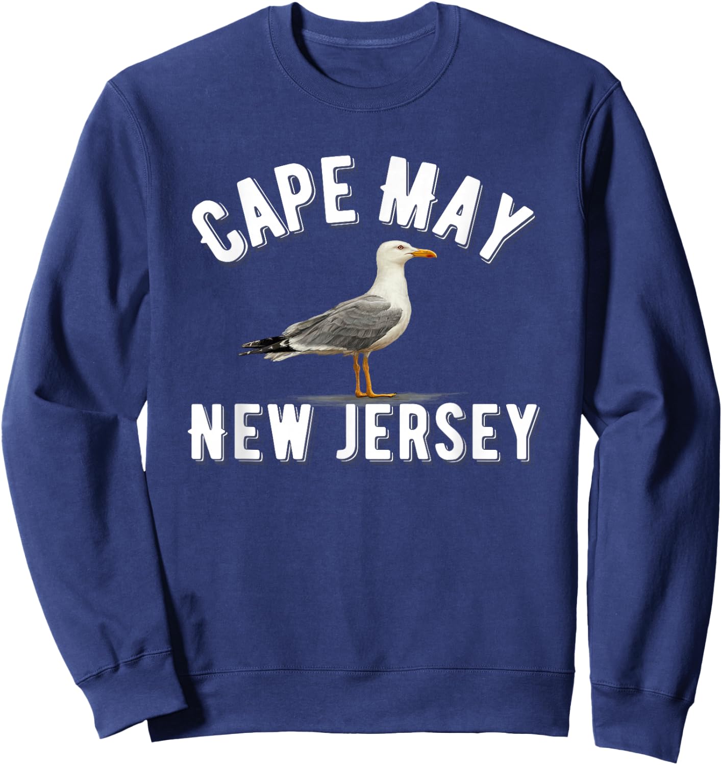 Cape May New Jersey Sea Gull Cute Beach Vacation Sweatshirt - Sweatshirt | Navy