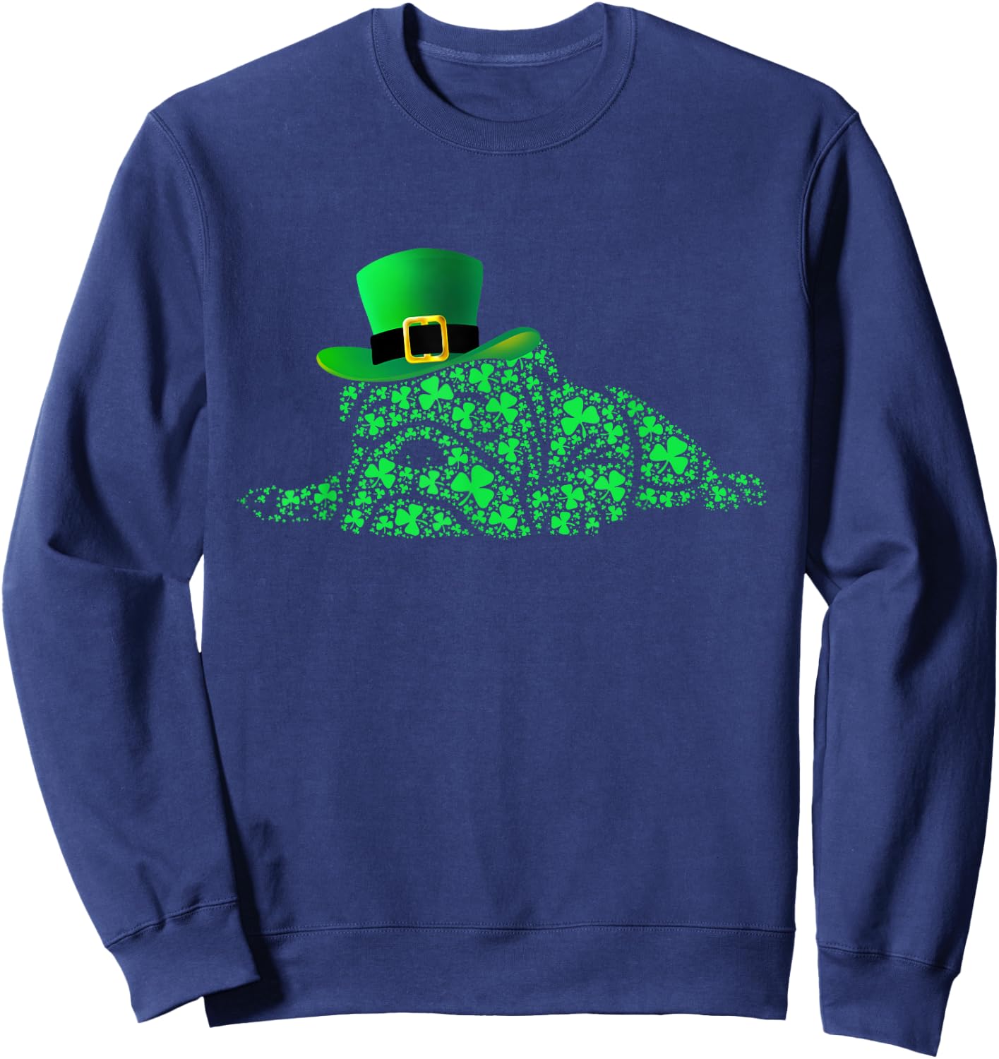 Irish English Bulldog Shamrocks Green Hat St Patricks Day Men Women Kids Sweatshirt - Sweatshirt | Navy