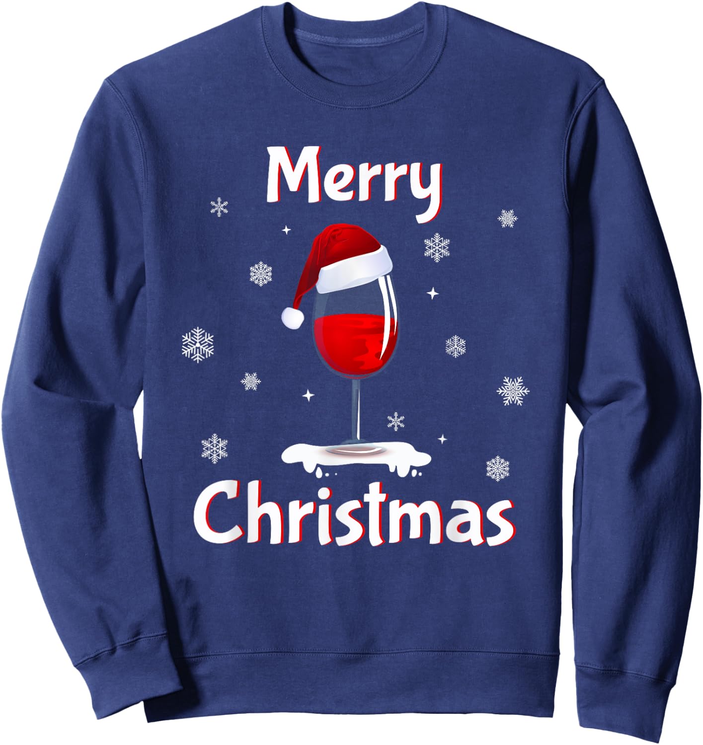 Funny Christmas Pajamas Women Christmas Sweater Wine Glass Sweatshirt - Sweatshirt | Navy