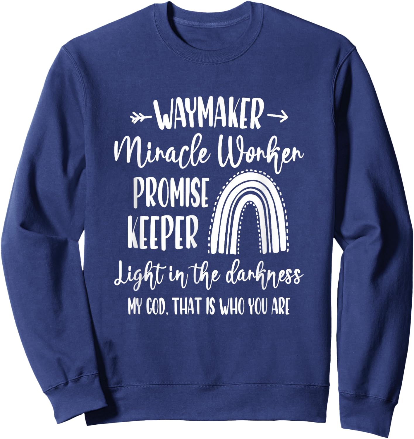Kids Waymaker Miracle Worker Rainbow Christian Sweatshirt - Sweatshirt | Navy
