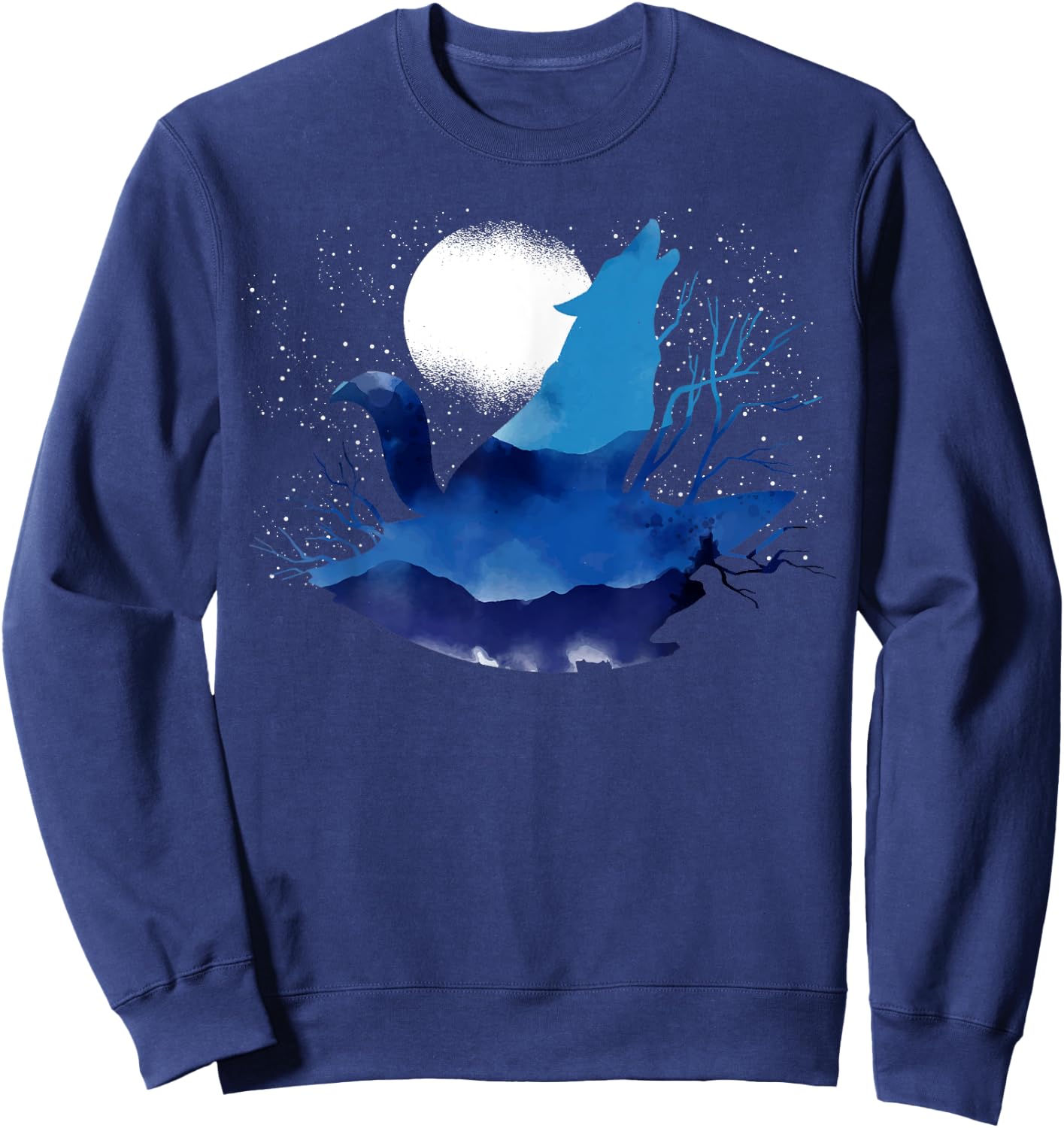 Howling Predator Wildlife Animal Full Moon Light Wolf Sweatshirt - Sweatshirt | Navy