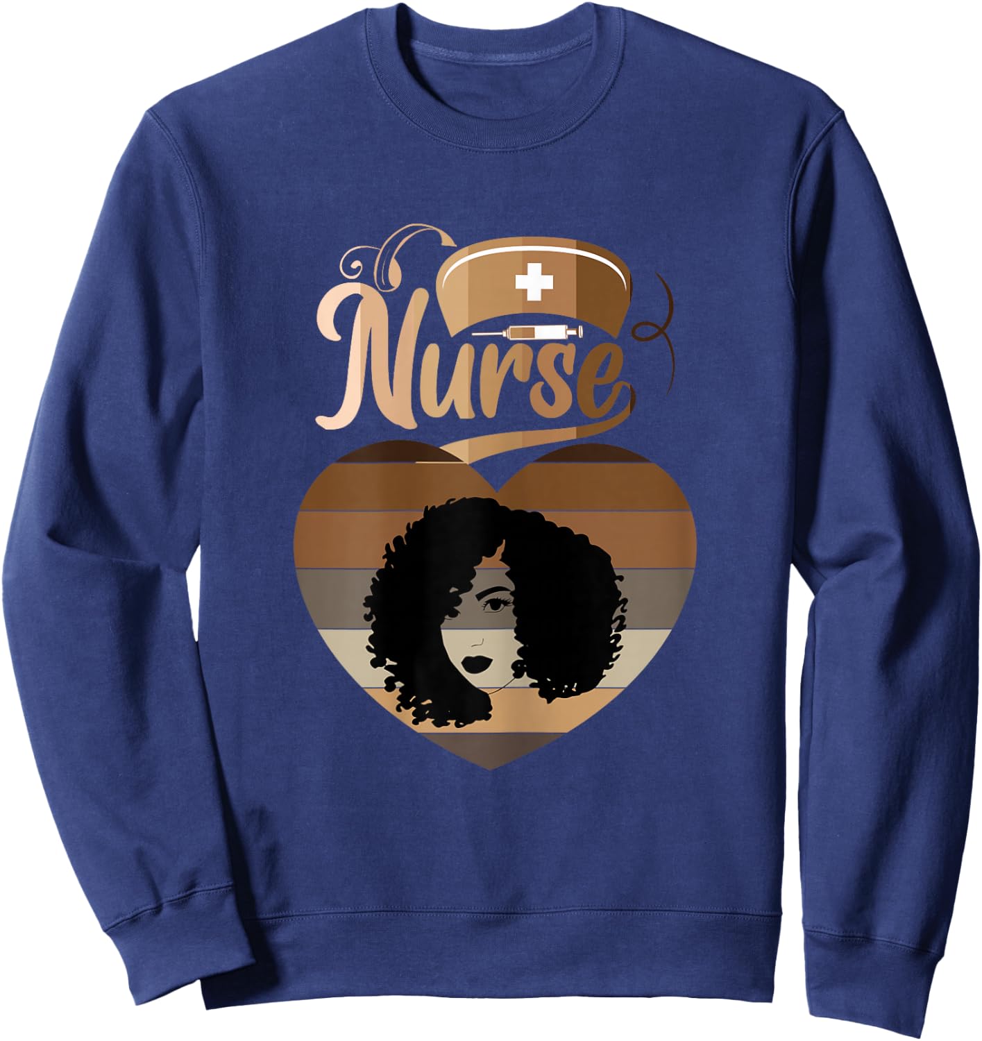 Afro Black Nurse Melanin African American Funny Nurse Sweatshirt - Sweatshirt | Navy