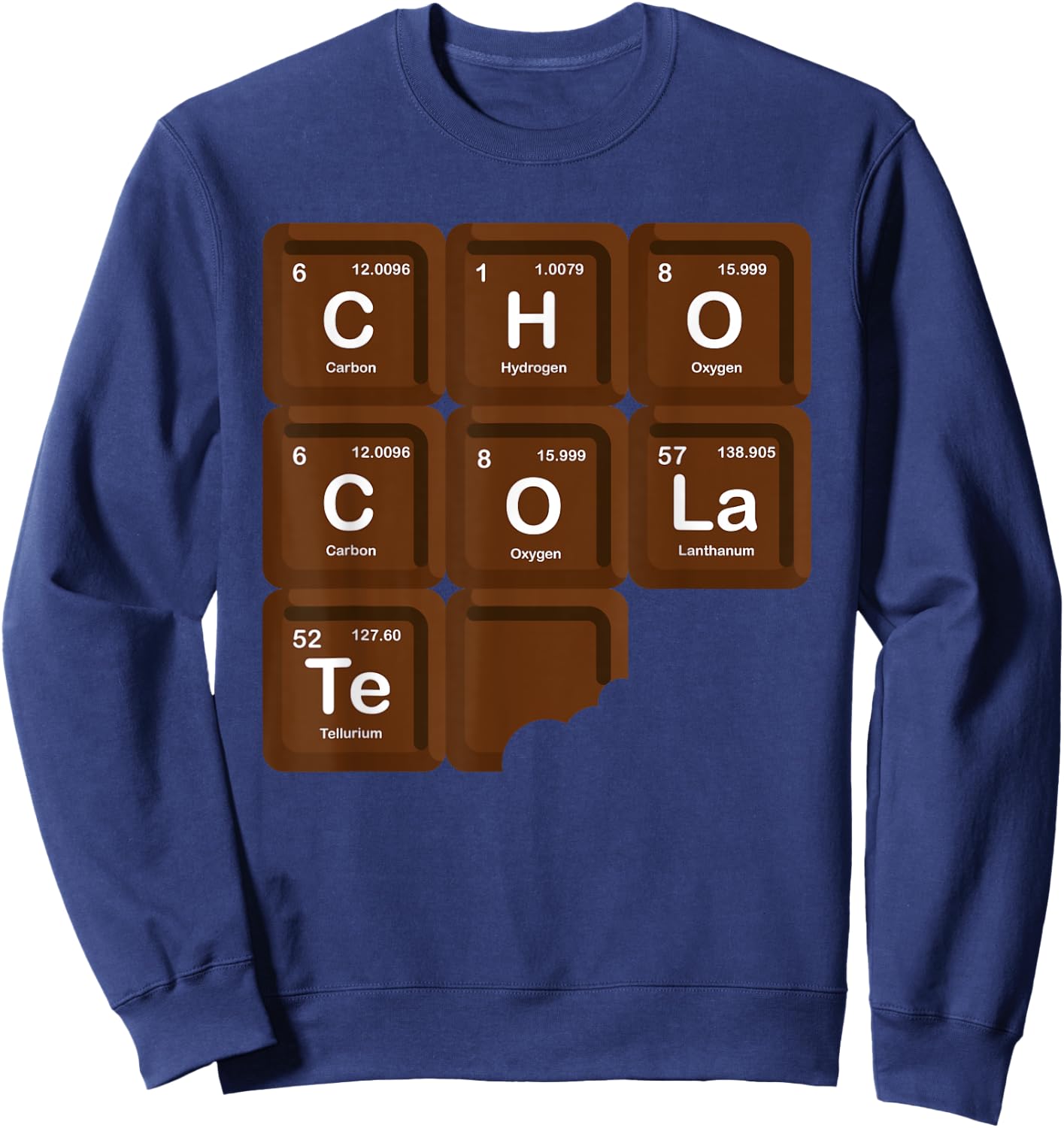 Funny Chocolate Periodic Table Of Elements Chemistry Lover Sweatshirt - Sweatshirt | Navy