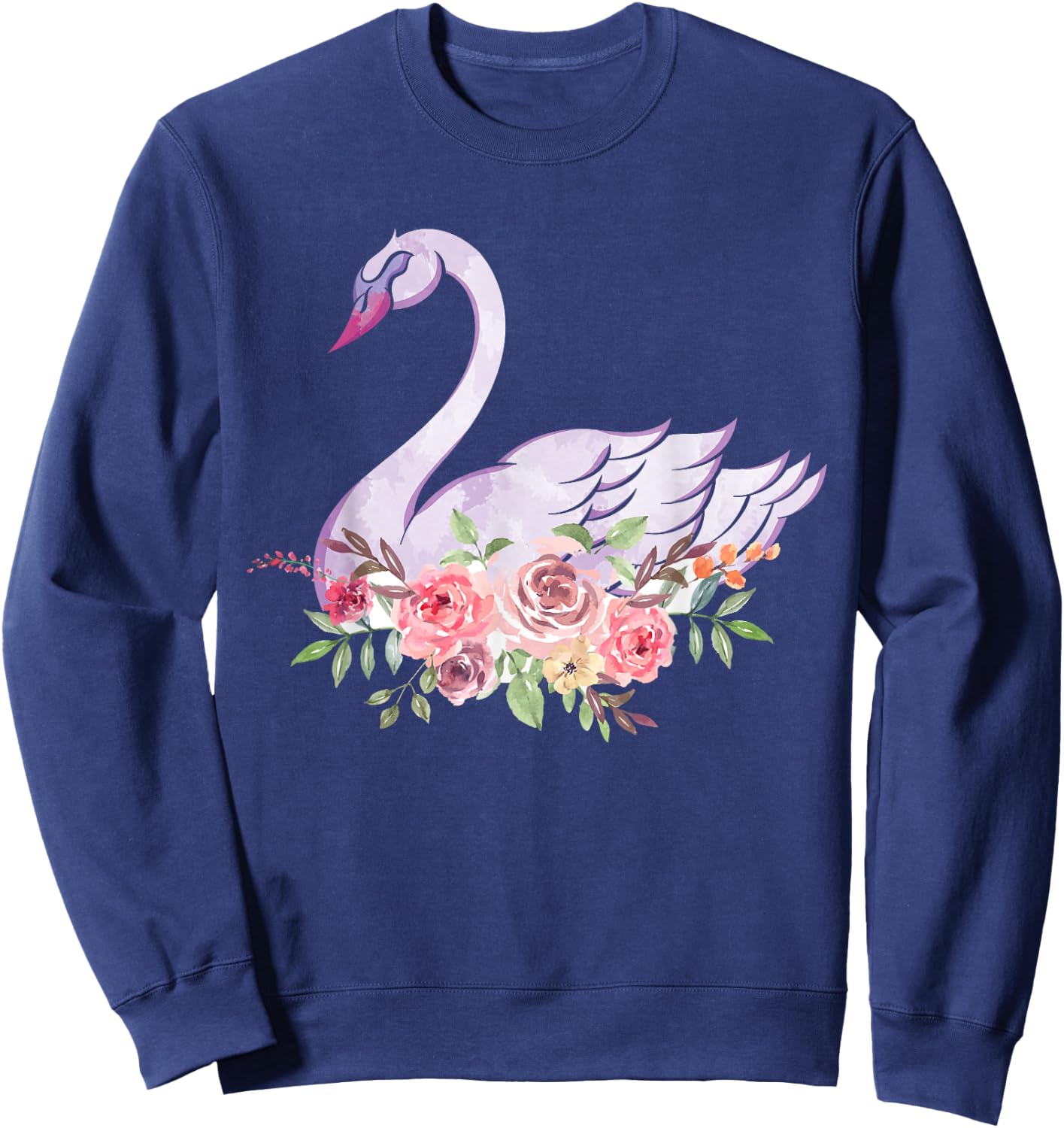 Flower Crown Cute Bird Women Gift Beautiful Swan Sweatshirt - Sweatshirt | Navy