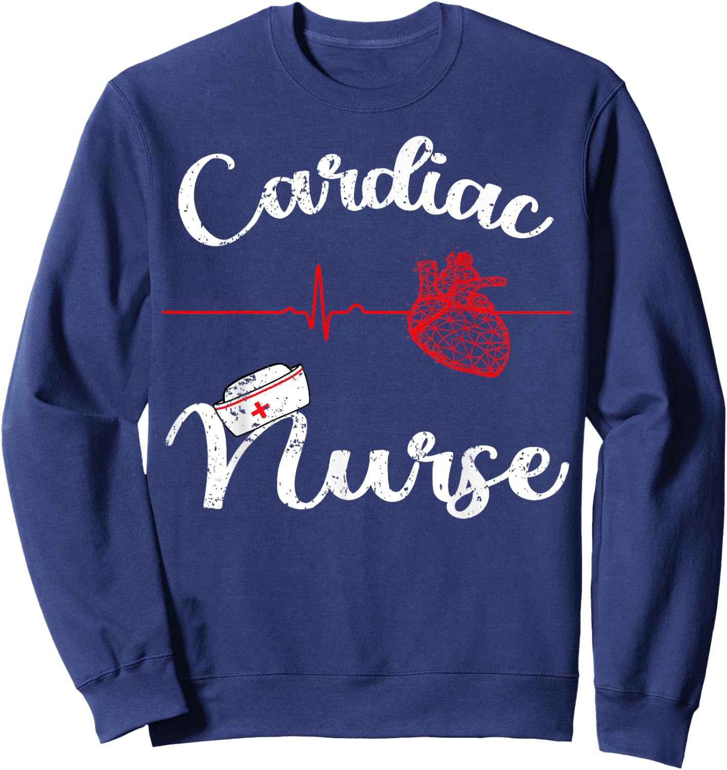 Cardiac Nurse Cardiology Heartbeat EKG Nurse Graduating Gift Sweatshirt - Sweatshirt | Navy