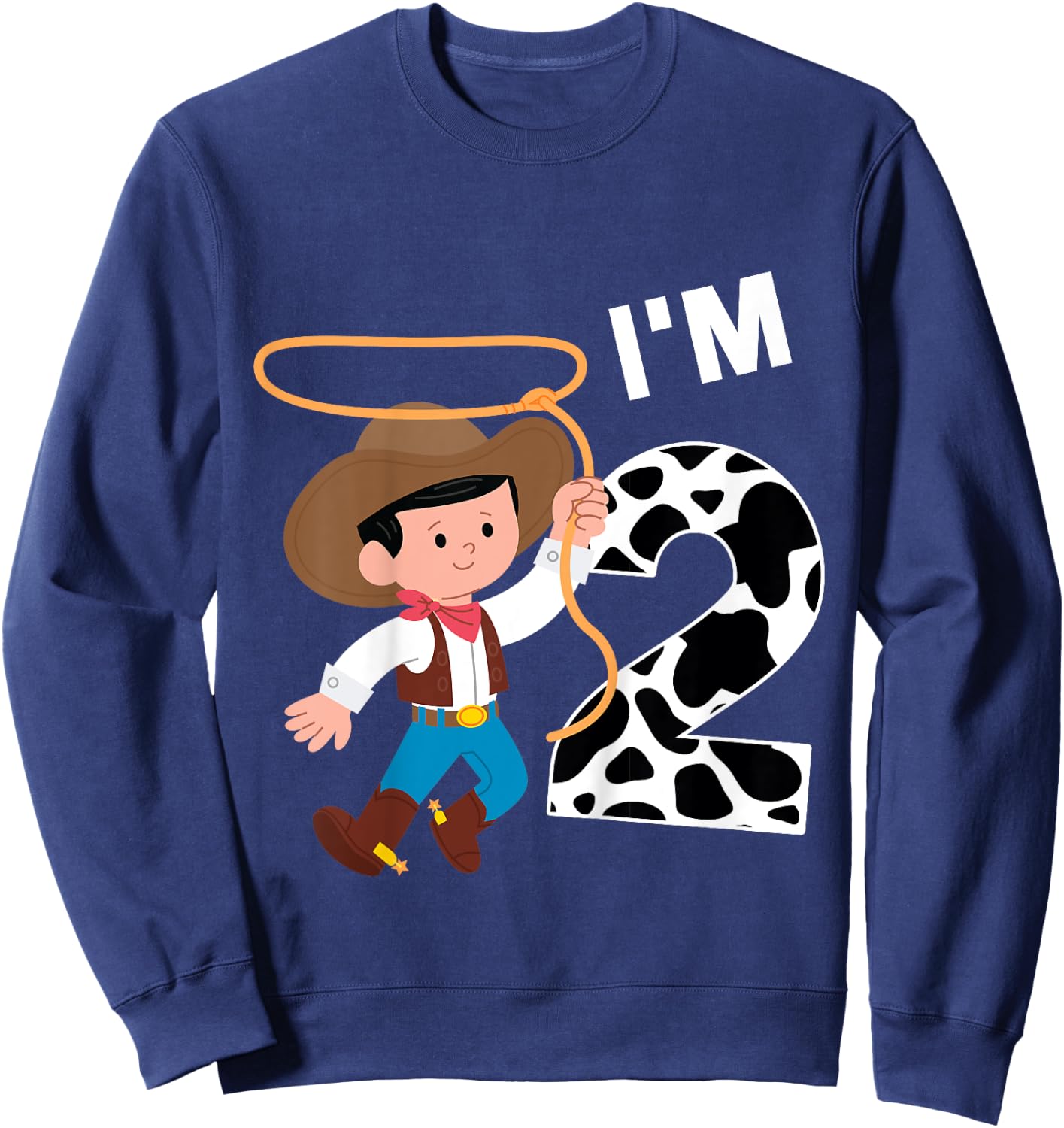 Kids I'm 2 Year Old Birthday Cowboy Squad Farmer Family Boy Sweatshirt - Sweatshirt | Navy