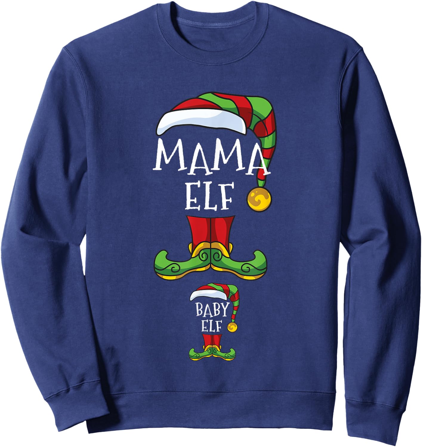 Mama And Baby Elf Pregnancy Matching Family Christmas Sweatshirt - Sweatshirt | Navy