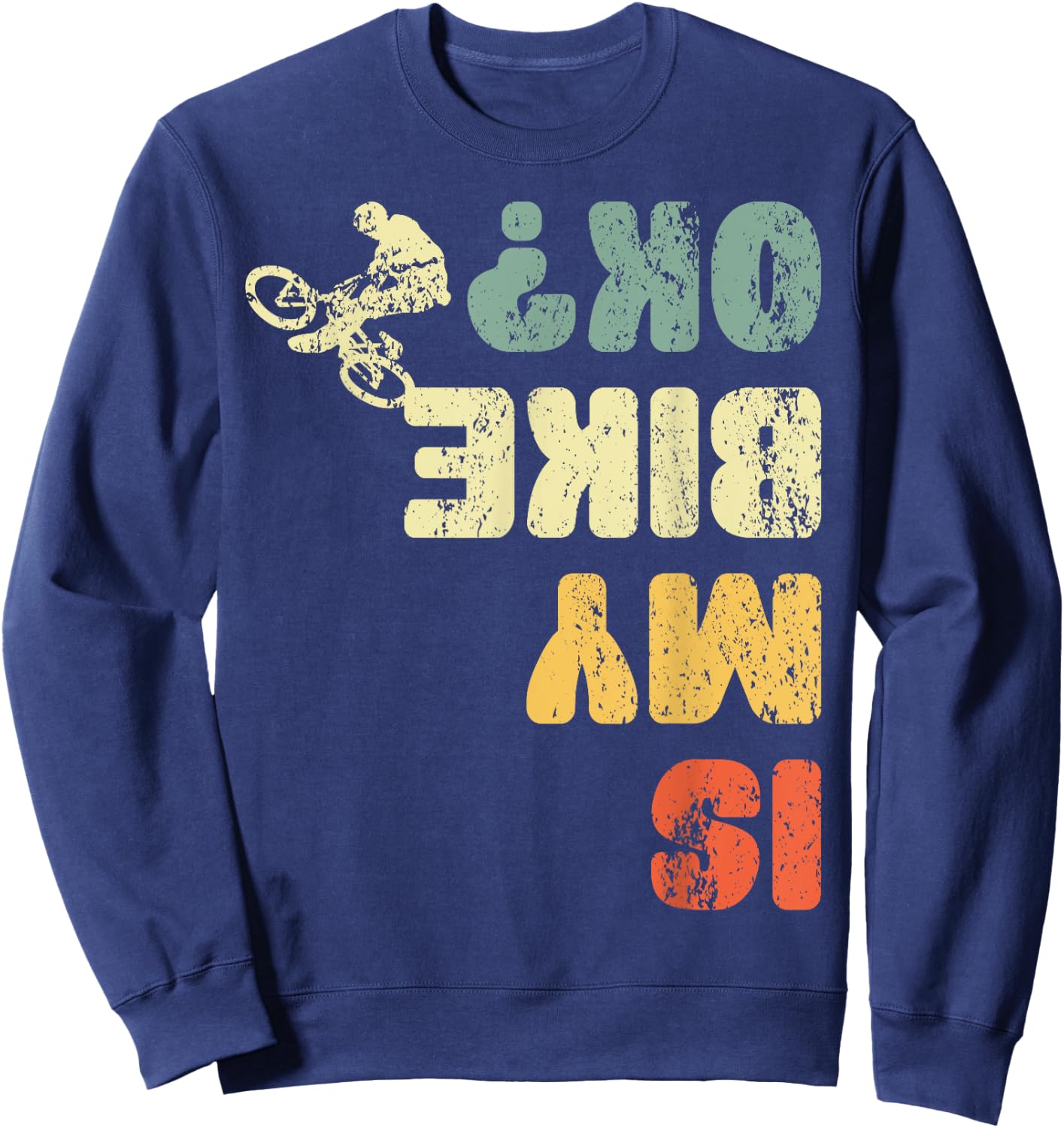 Retro Is My Bike Ok Youth Kids Vintage Cycling Sweatshirt - Sweatshirt | Navy