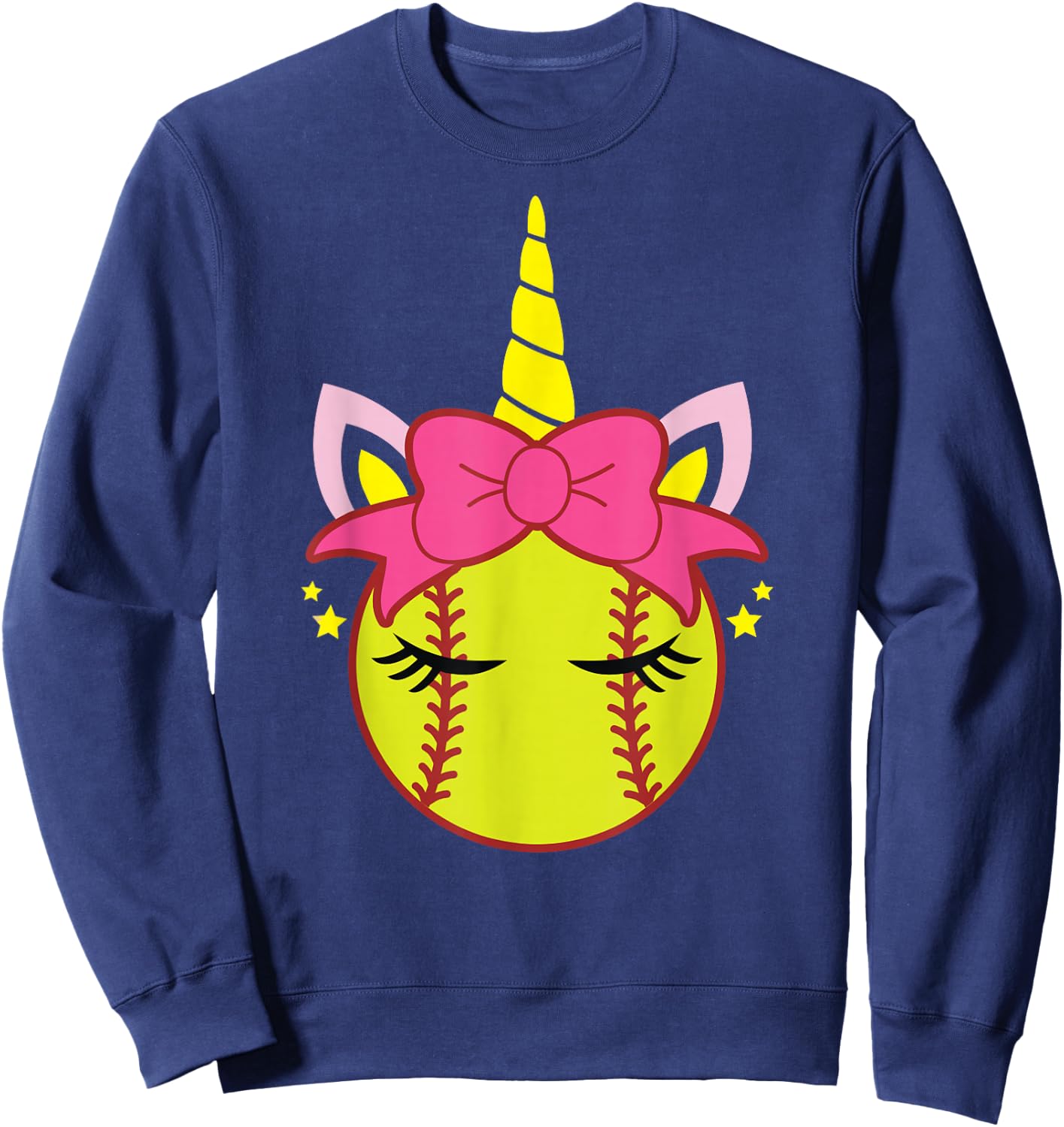 Coquette Unicorn Softball Bow Girls Women Sweatshirt - Sweatshirt | Navy