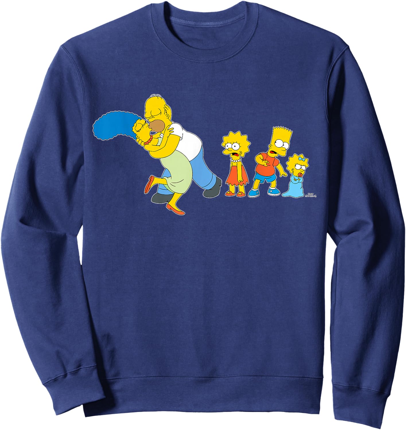 The Simpsons Marge Homer Beard Lisa Maggie Kiss Sweatshirt - Sweatshirt | Navy