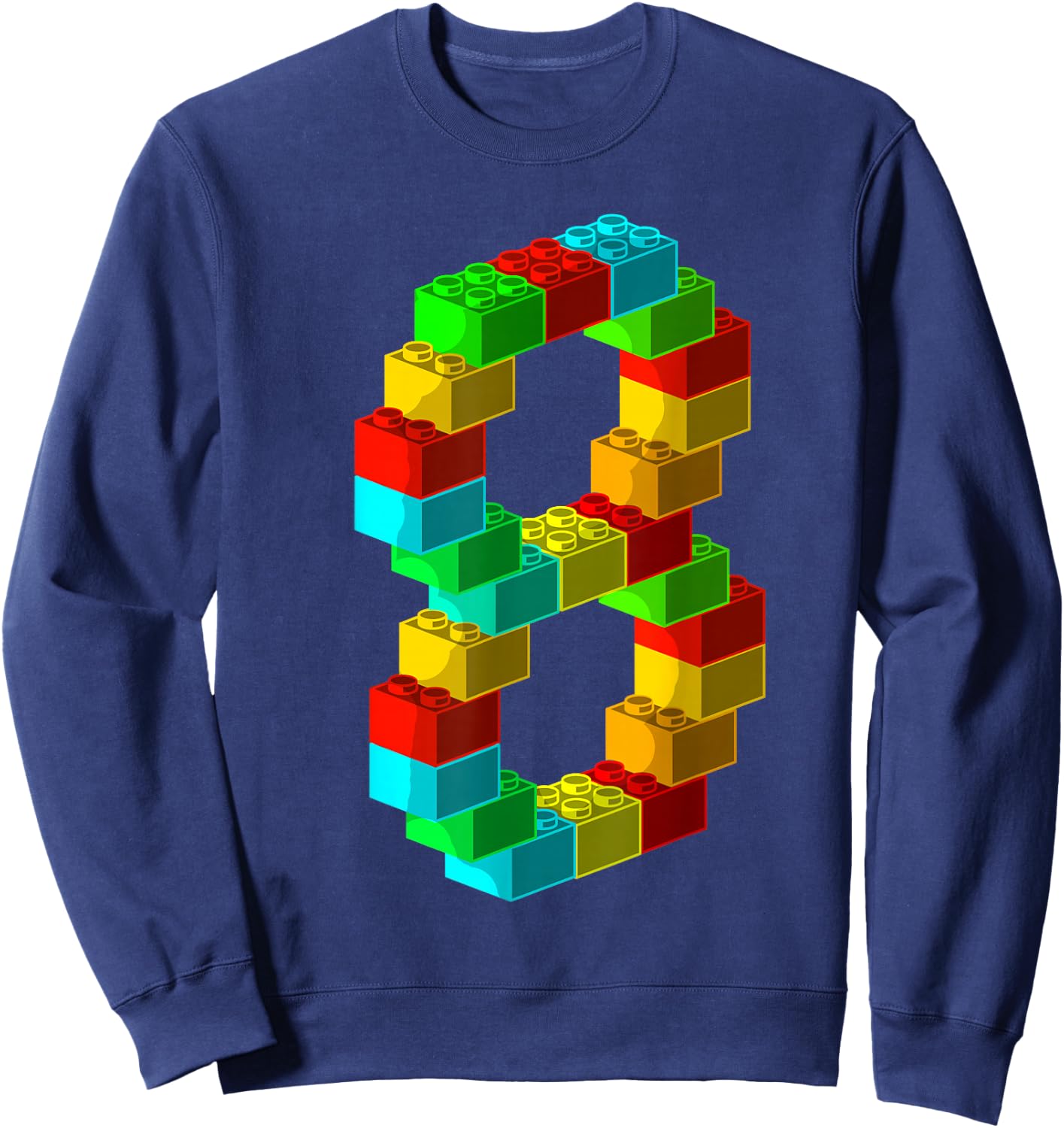 Cute Block Building 8th Birthday Gift 8 Years Old Boys Girls Sweatshirt - Sweatshirt | Navy