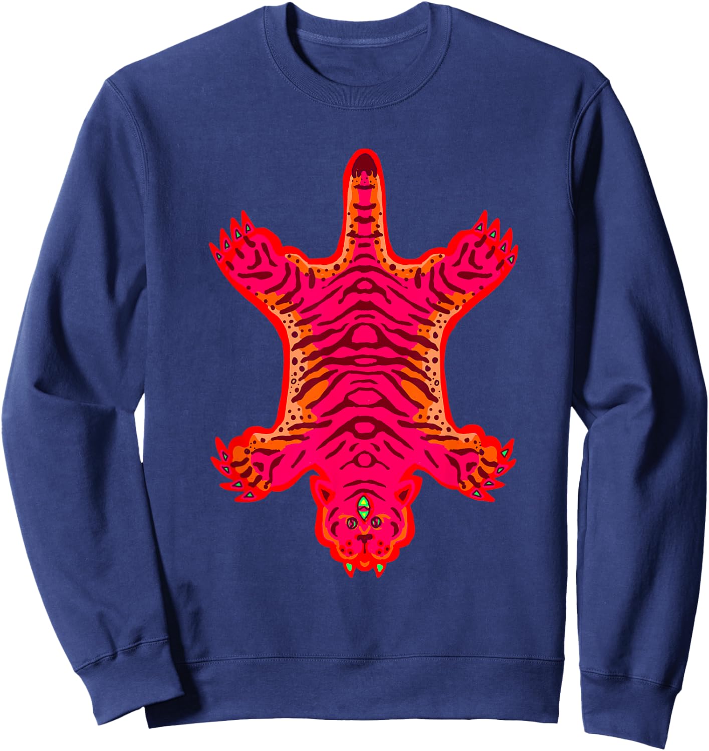 Colorful Mystical Tiger Rug Illustration Sweatshirt - Sweatshirt | Navy