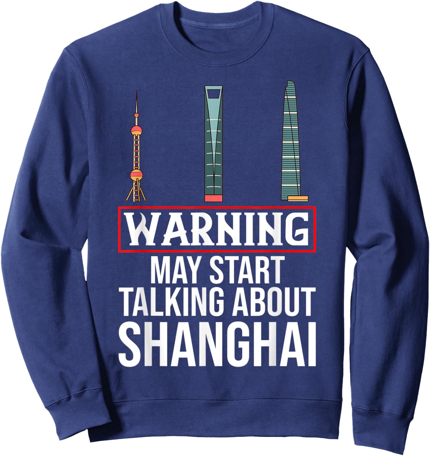 Shanghai China City Skyline Map Sweatshirt - Sweatshirt | Navy